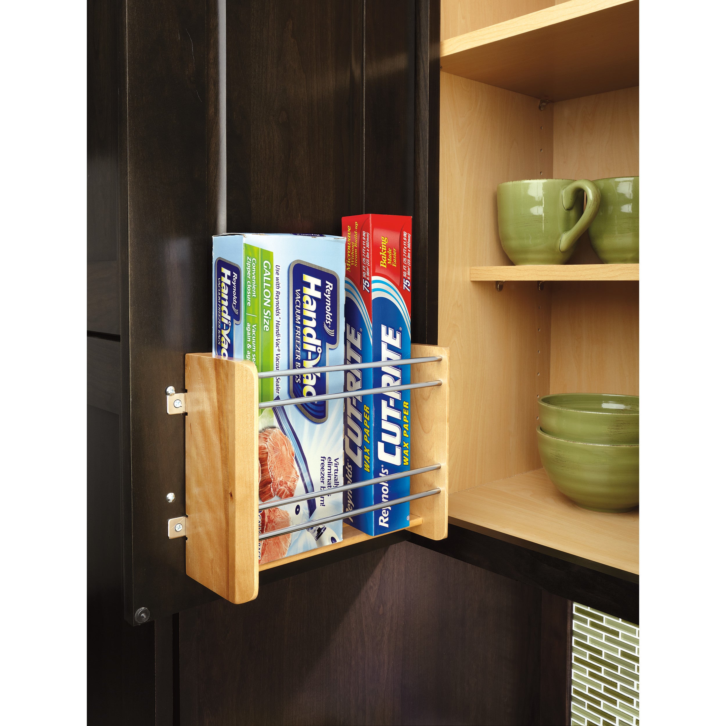 15 in Small Door mount Foil Rack Natural  10.13 in (257 mm) W x 4 in (102 mm) D x 8 in (203 mm) H