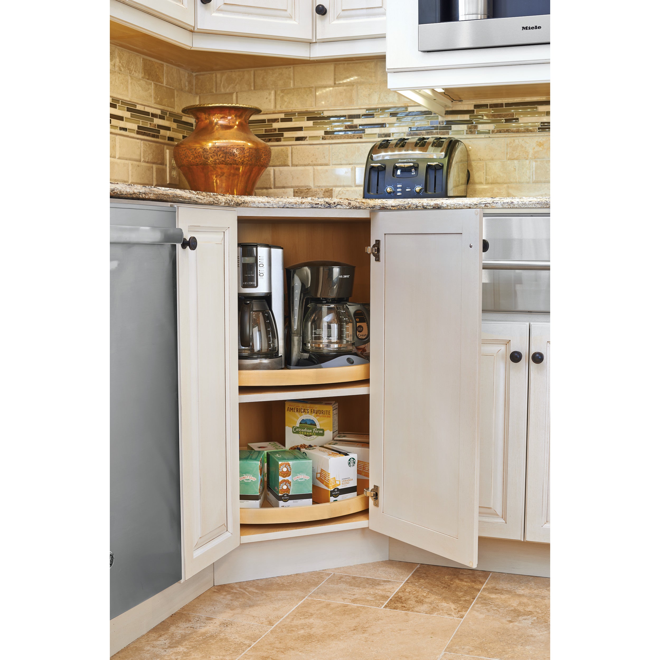 10 in Wood Full Circle Lazy Susan w/Swivel Bearing Natural  10 in (254 mm) W x 10 in (254 mm) D x 2.38 in (60 mm) H