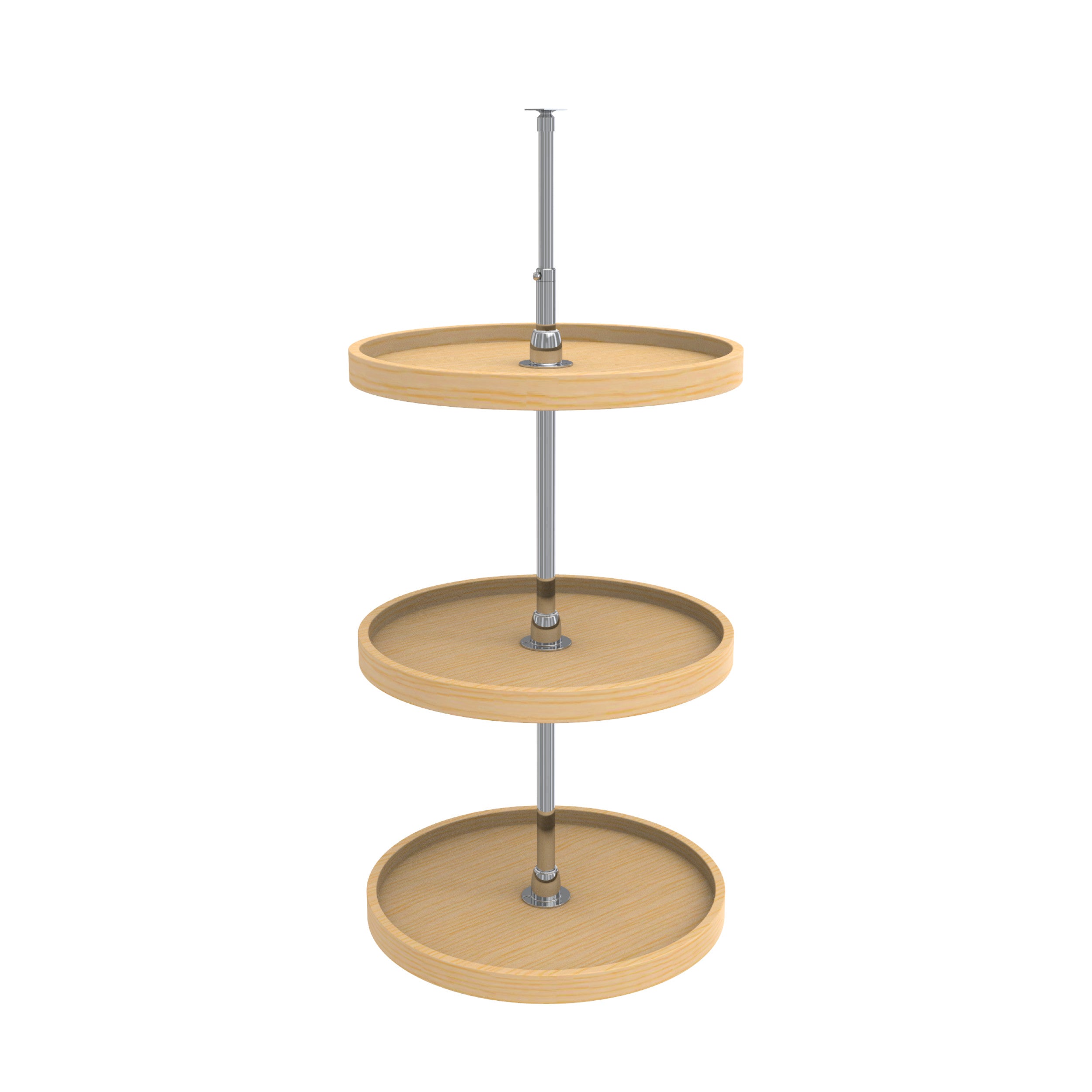 20 in Wood Full Circle Lazy Susans 3-Shelf Natural  20 in (508 mm) W x 20 in (508 mm) D x 38 in (965 mm) H