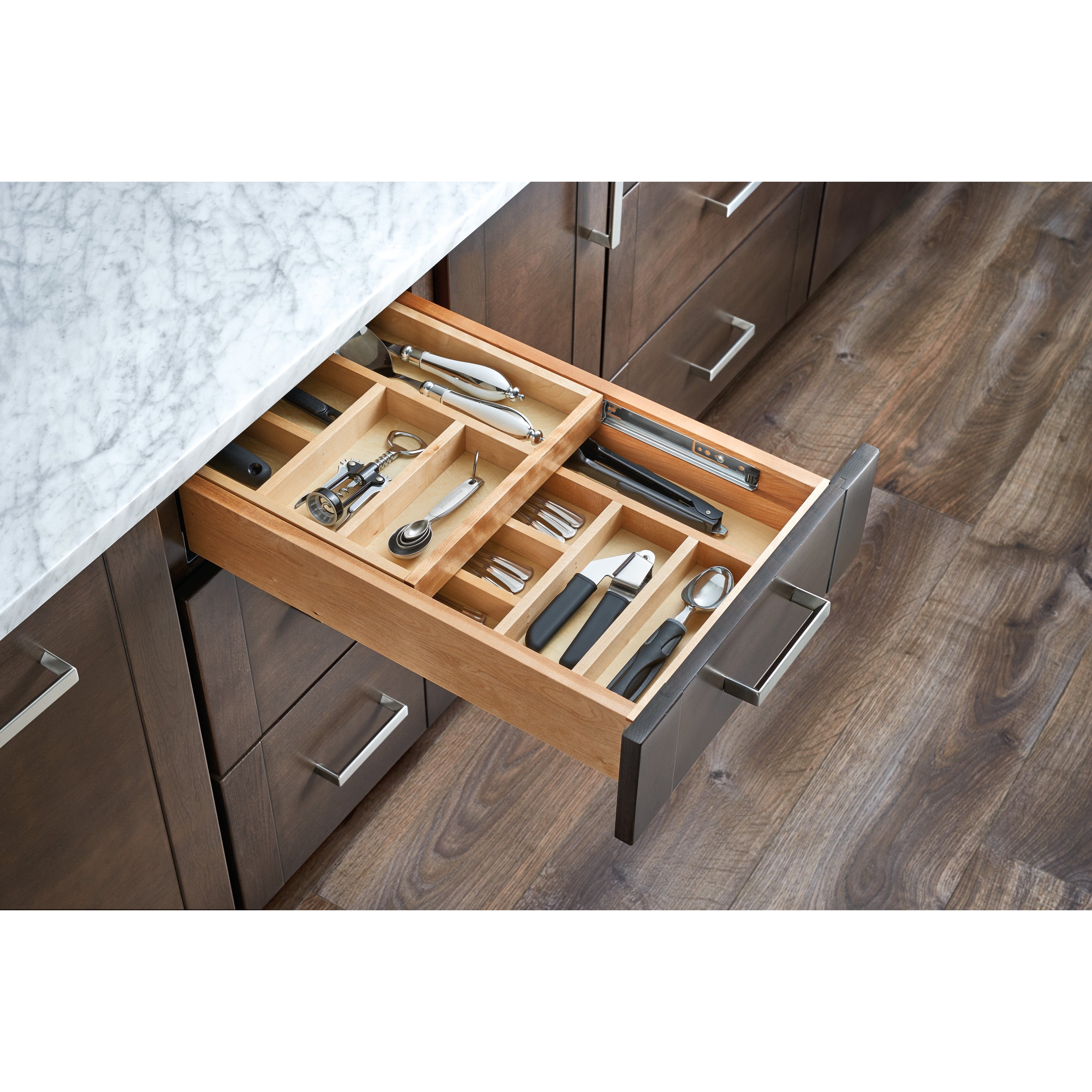 12 in Tiered Cutlery Drawer system Soft Close Natural  12 in (305 mm) W x 21.5 in (546 mm) D x 4.31 in (109 mm) H