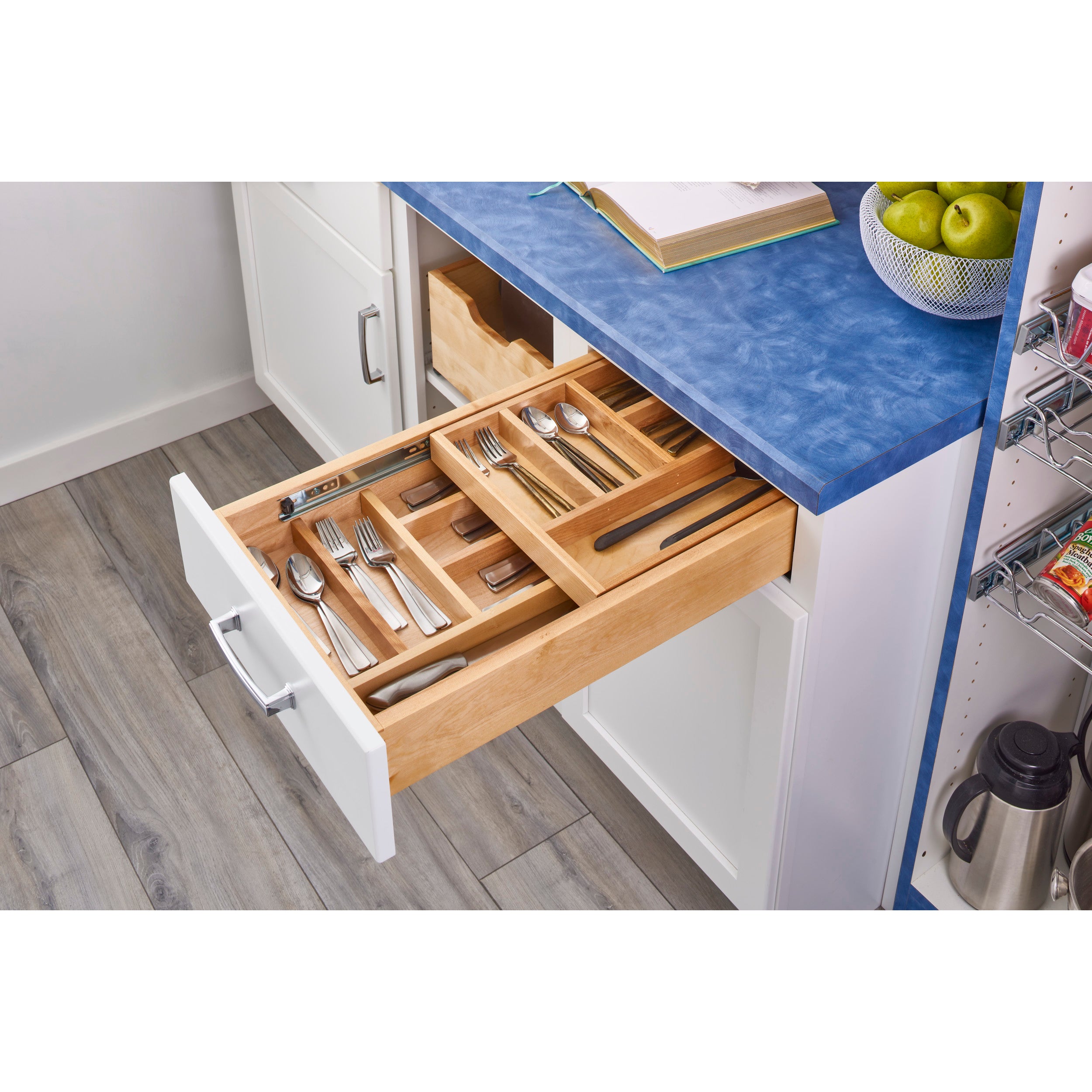 18 in Tiered Cutlery Drawer system Soft Close Natural  18 in (457 mm) W x 21.5 in (546 mm) D x 4.31 in (109 mm) H
