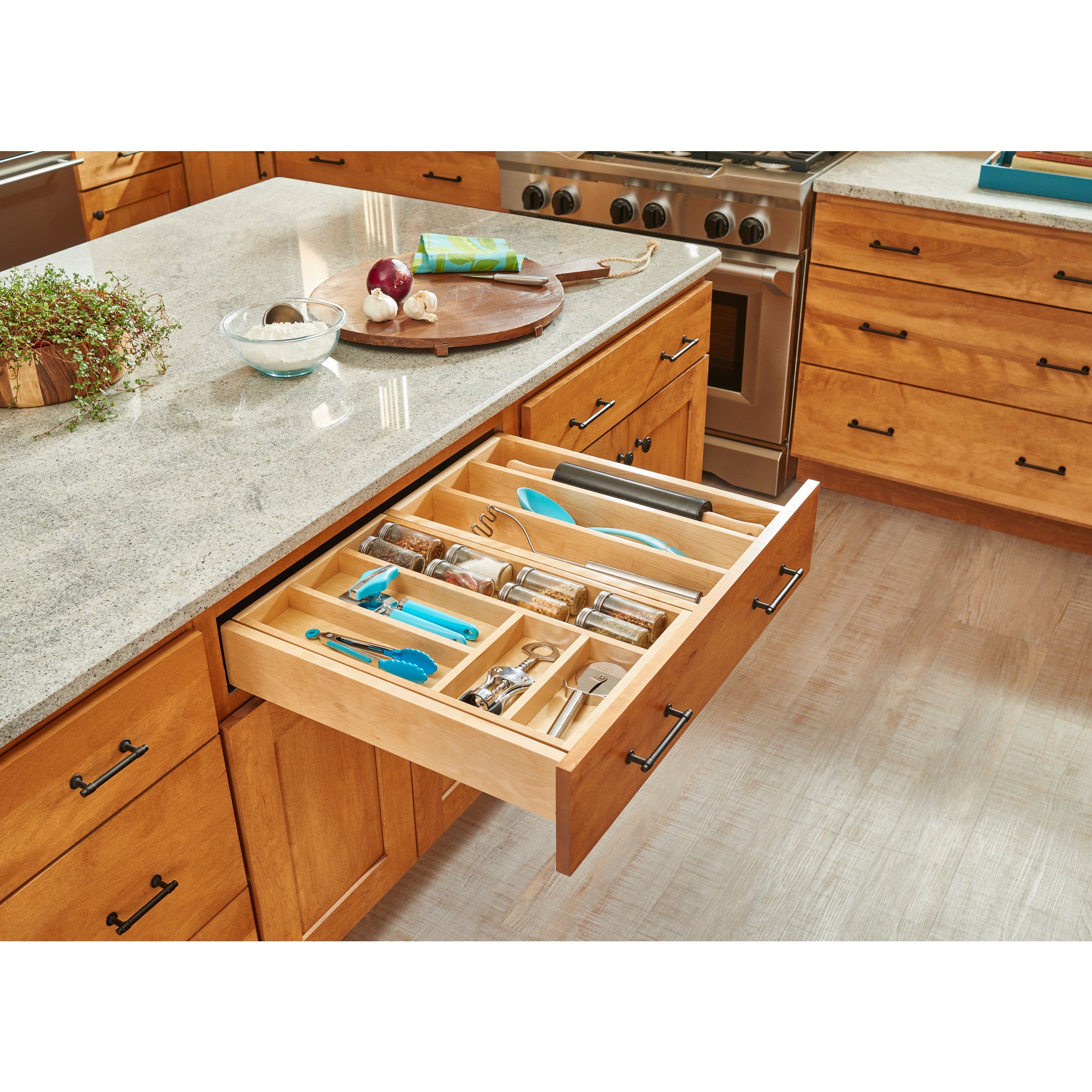 33 in 2-Tiered Cutlery Drawer Soft Close Natural  32.95 in (837 mm) W x 22.19 in (564 mm) D x 4.41 in (112 mm) H