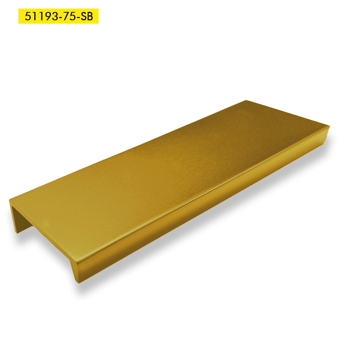 HANDLE FINGER TIP O/A 75MM SATIN BRASS