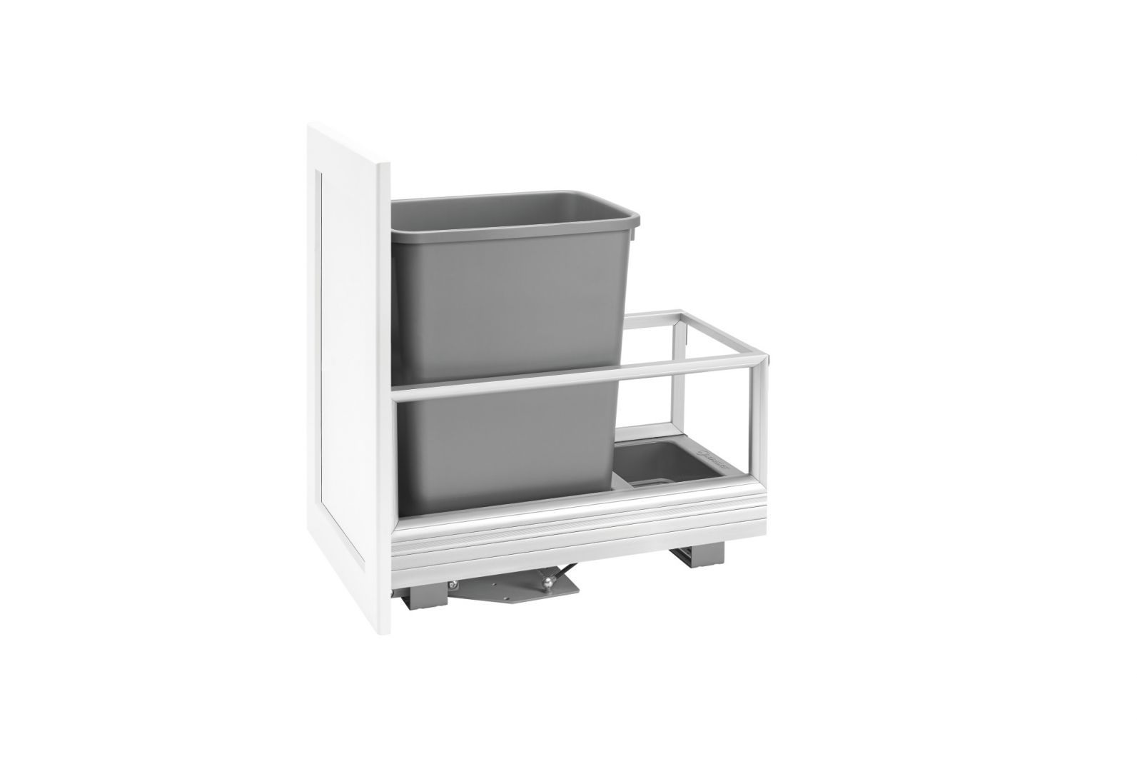 35 Qrt Pull-Out Waste Container w/Rev-A-Motion Silver  12.15 in (309 mm) W x 22 in (559 mm) D x 19.5 in (495 mm) H