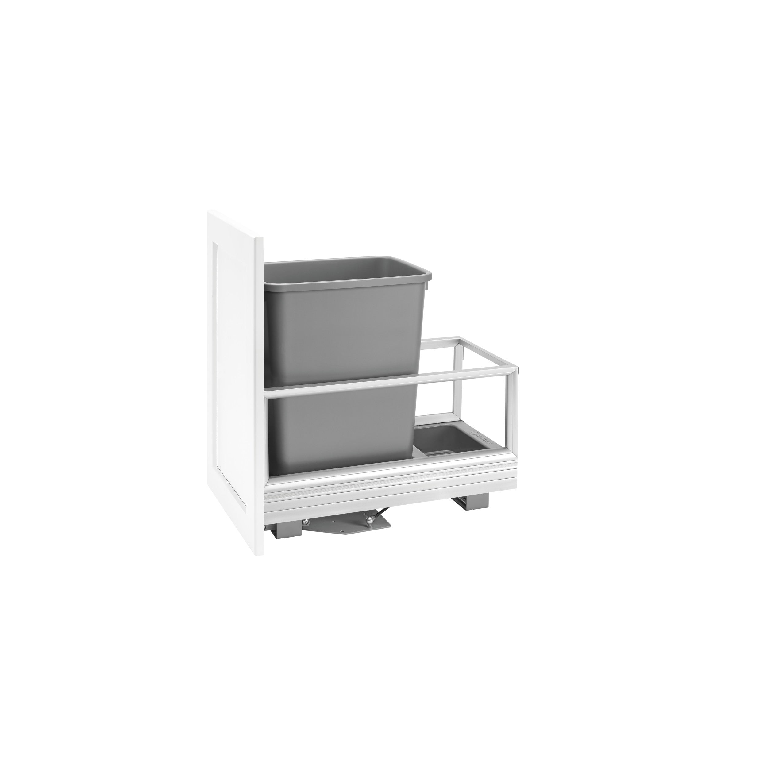 35 Qrt Pull-Out Waste Container w/Rev-A-Motion Silver  12.15 in (309 mm) W x 22 in (559 mm) D x 19.5 in (495 mm) H