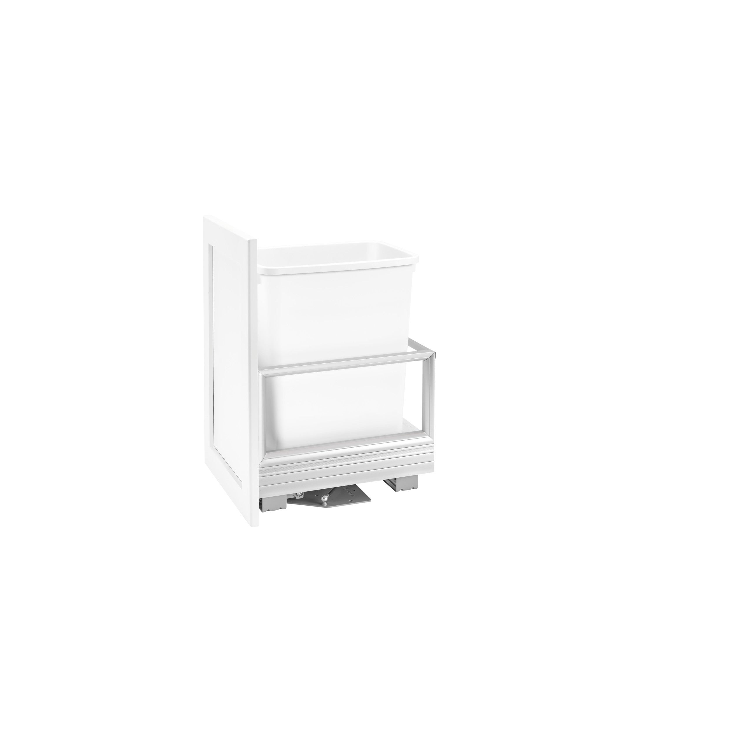 35 Qrt Pull-Out Waste Container w/Rev-A-Motion White  12.13 in (308 mm) W x 18 in (457 mm) D x 19.5 in (495 mm) H