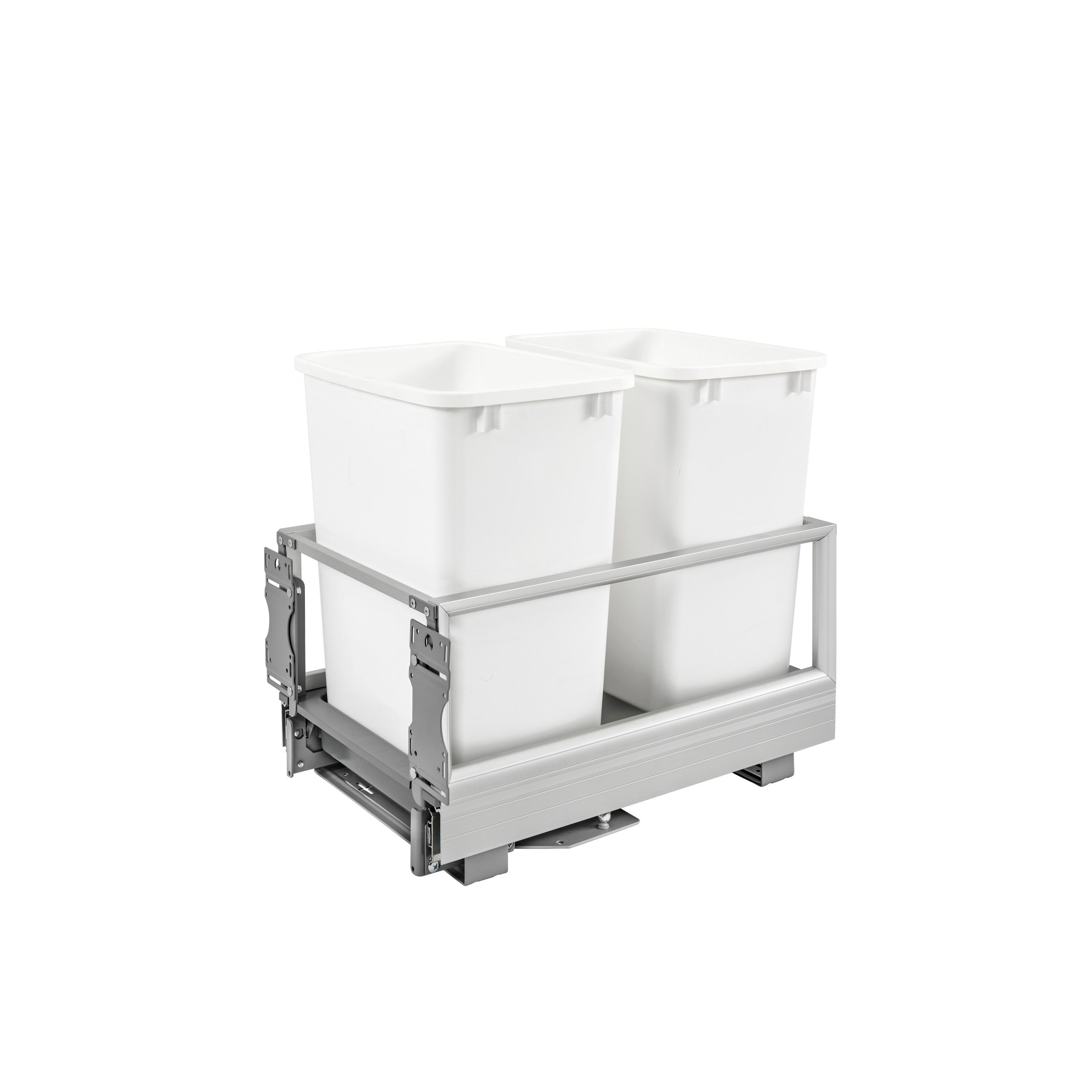 Double 35 Qrt Pull-Out Waste Container w/Rev-A-Motion White  14.19 in (360 mm) W x 22 in (559 mm) D x 19.5 in (495 mm) H