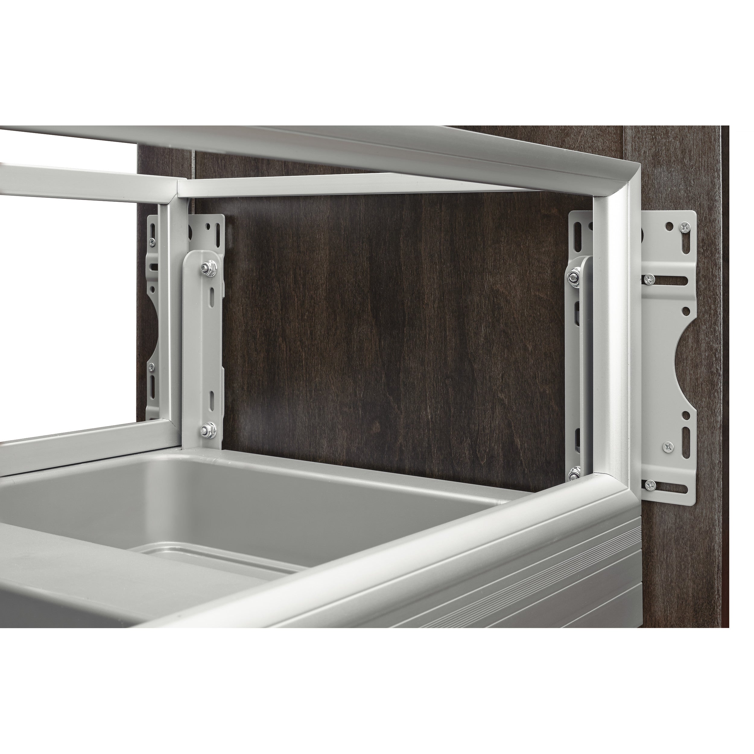 Double 35 Qrt Pull-Out Waste Container w/Rev-A-Motion Silver  14.2 in (361 mm) W x 22 in (559 mm) D x 19.5 in (495 mm) H