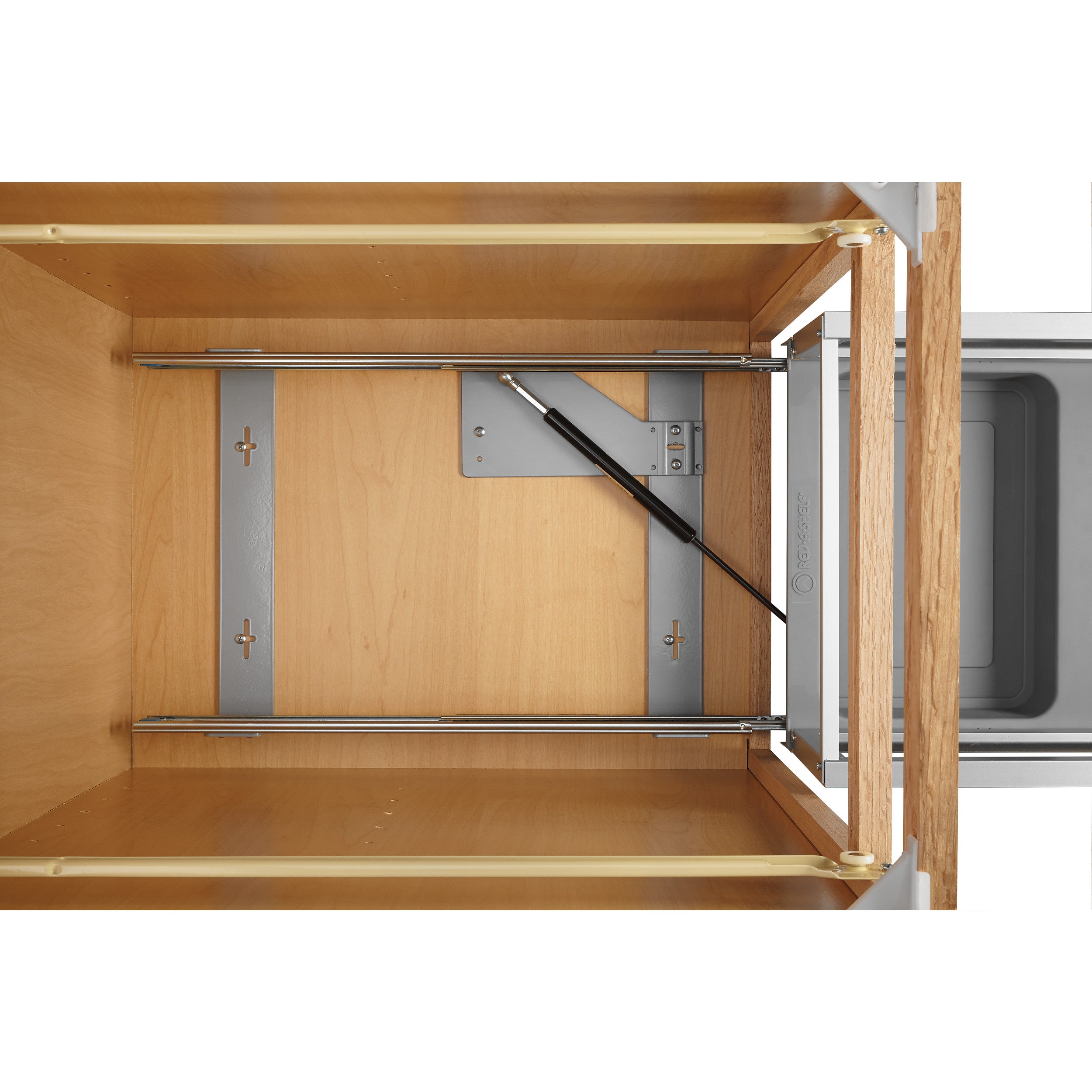 Double 35 Qrt Pull-Out Waste Container w/Rev-A-Motion Silver  14.2 in (361 mm) W x 22 in (559 mm) D x 19.5 in (495 mm) H