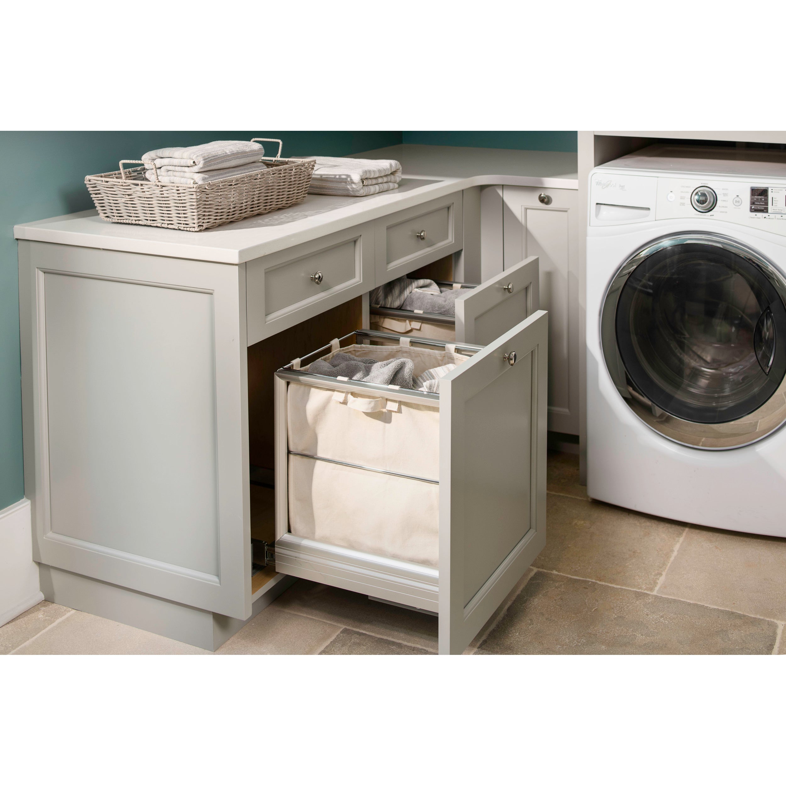 Aluminum Pull-Out Hamper White  14.31 in (363 mm) W x 18.05 in (458 mm) D x 19.34 in (491 mm) H