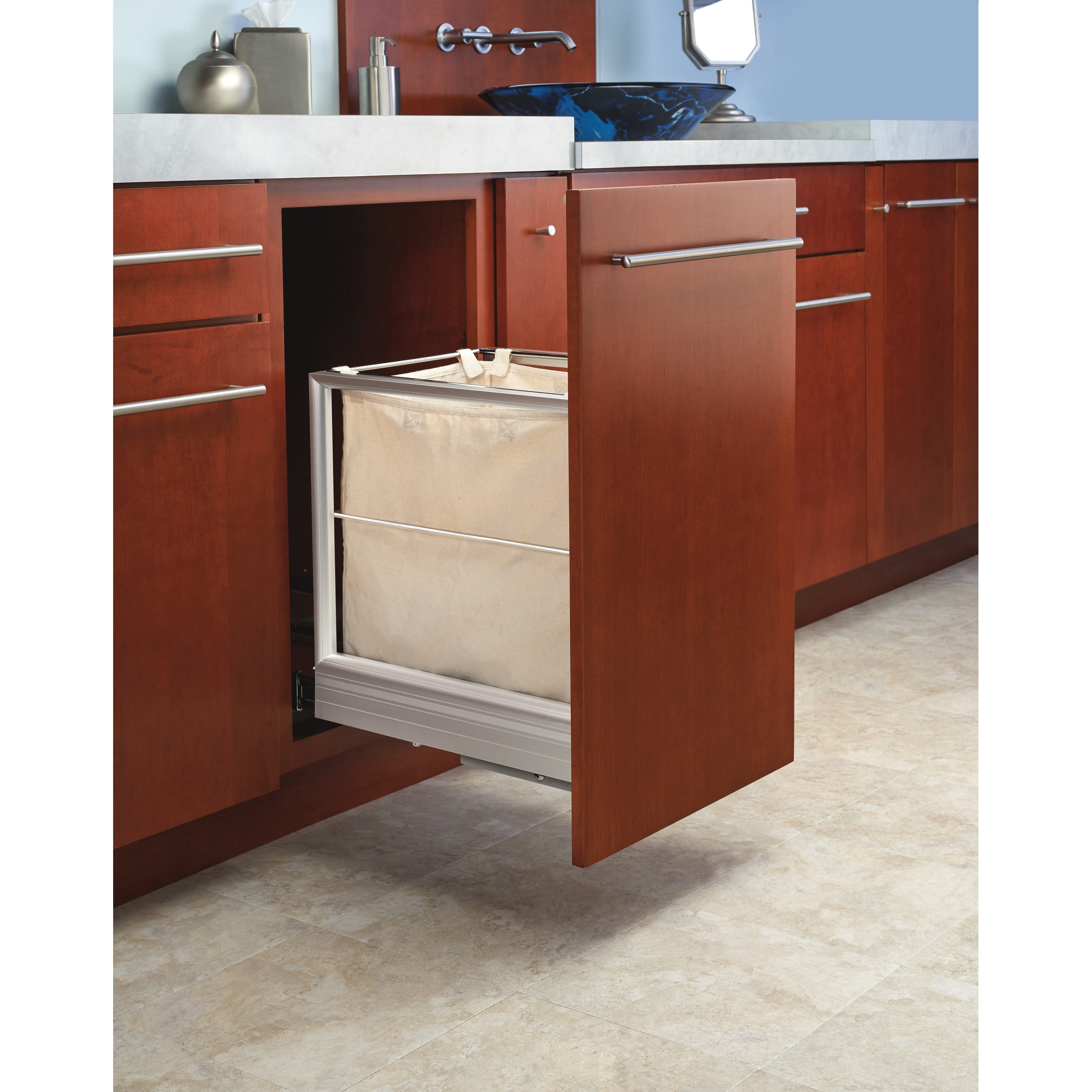 Aluminum Pull-Out Hamper White  14.31 in (363 mm) W x 18.05 in (458 mm) D x 19.34 in (491 mm) H