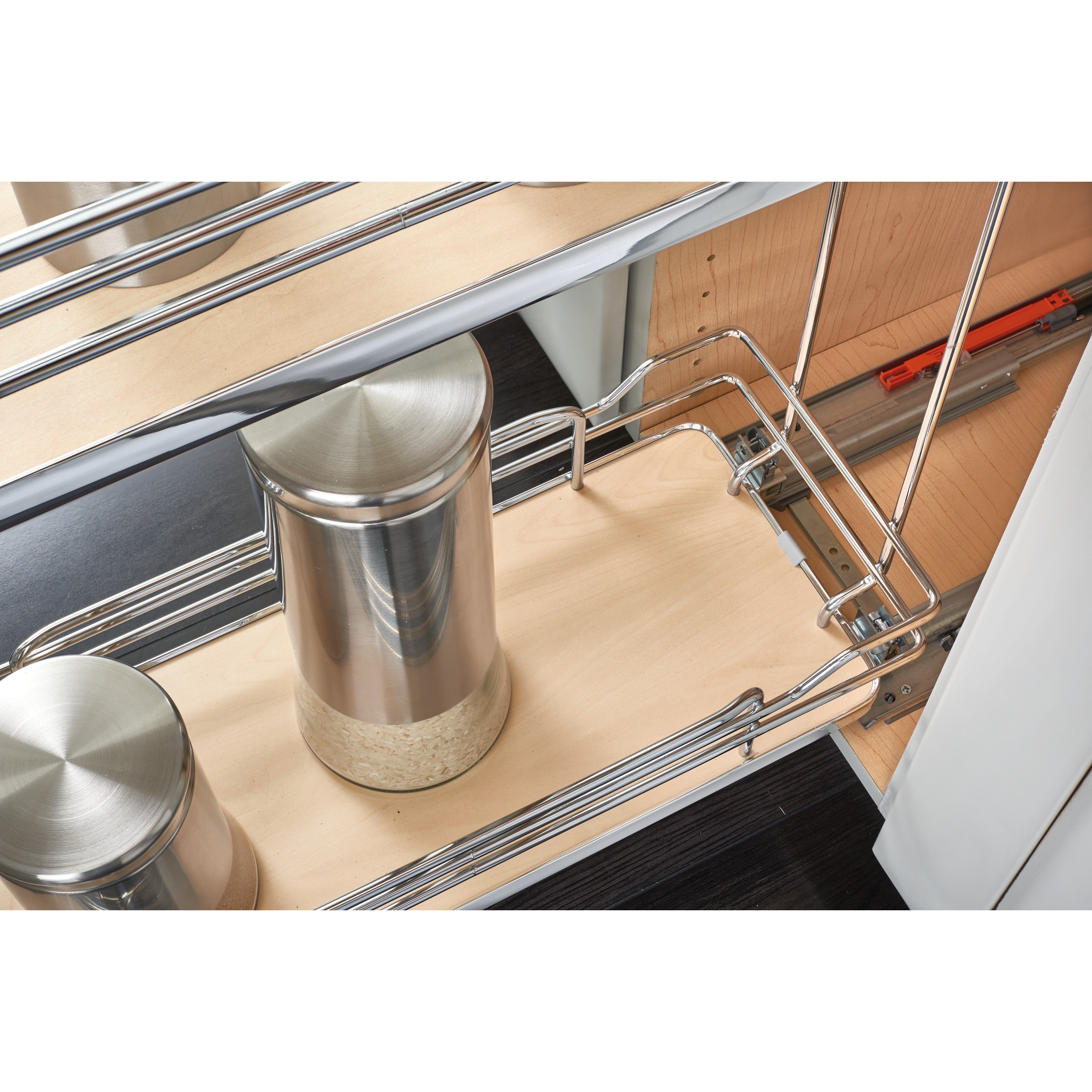 Two-Tier Wire Organizer with Blum Soft-Close Gray  8.75 in (222 mm) W x 21.69 in (551 mm) D x 24 in (610 mm) H