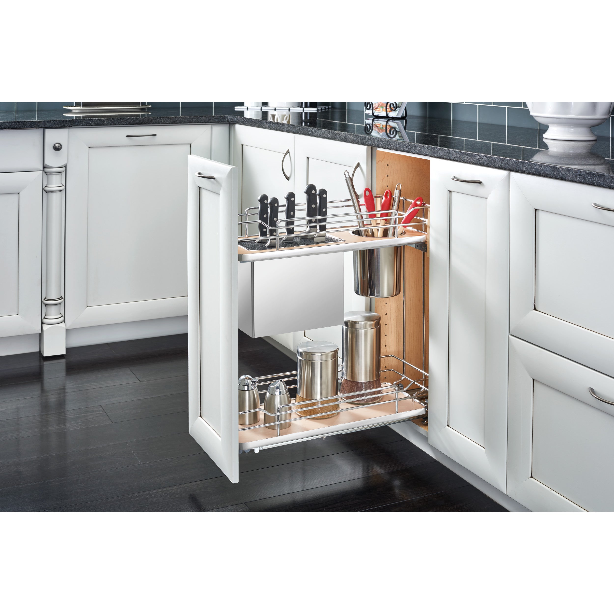 Two-Tier Knife Organizer with Blum Soft-Close Natural  8.75 in (222 mm) W x 21.69 in (551 mm) D x 24 in (610 mm) H