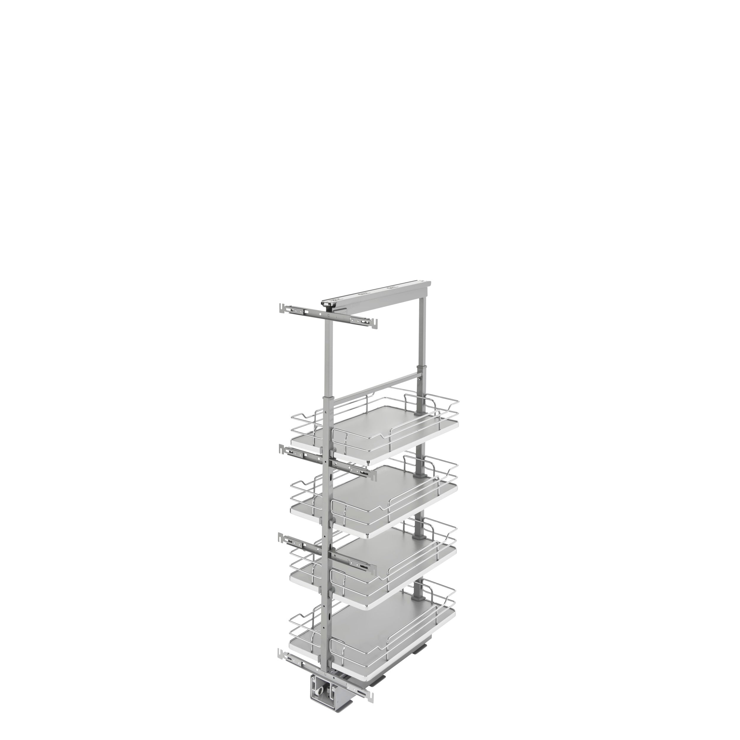 13 in Chrome Solid Bottom Pantry Pullout Soft Close Gray  13.25 in (337 mm) W x 21.69 in (551 mm) D x 43.41 in (1103 mm) H