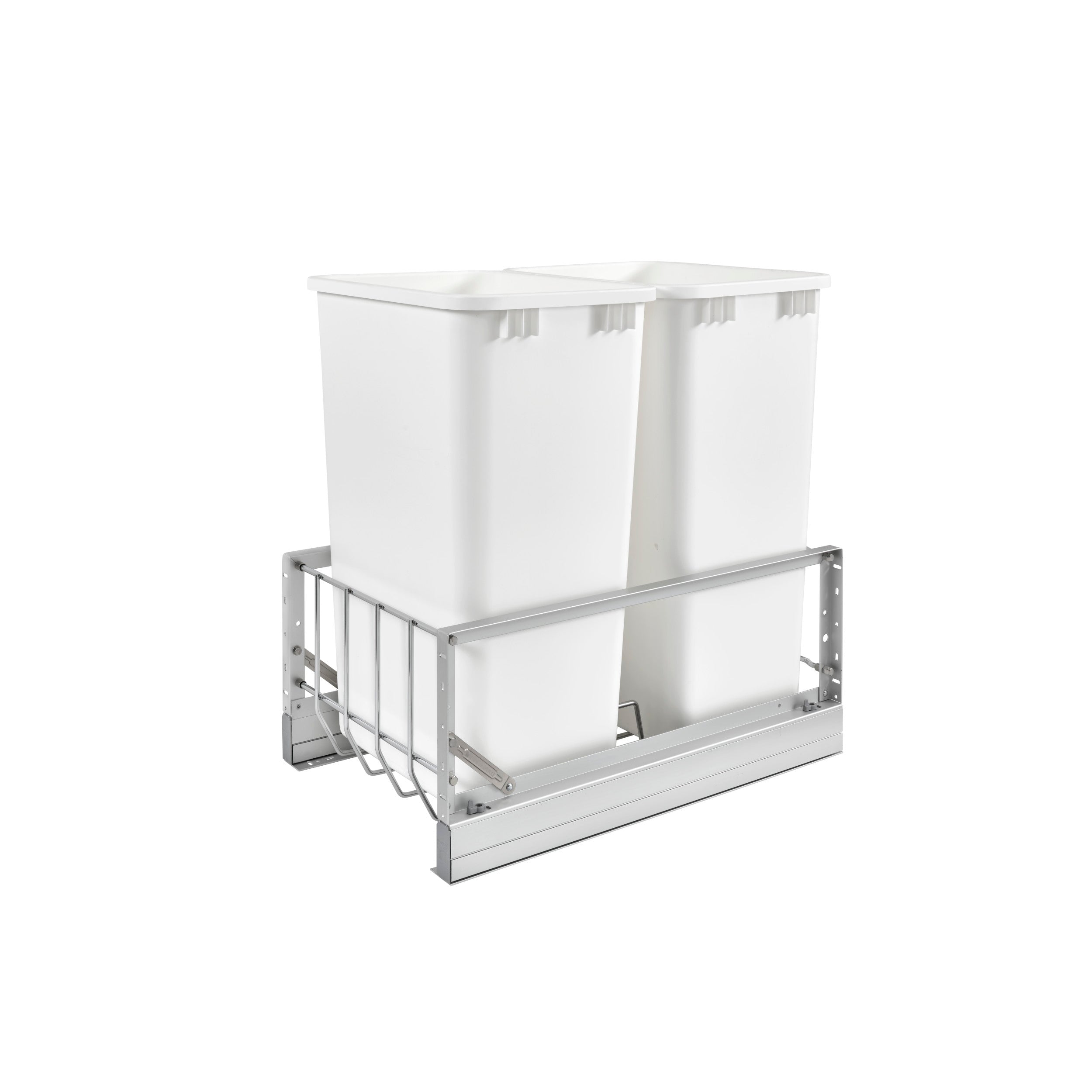 Double 50 Qrt Pull-Out Waste Containers Silver  14.81 in (376 mm) W x 22.13 in (562 mm) D x 22.94 in (583 mm) H