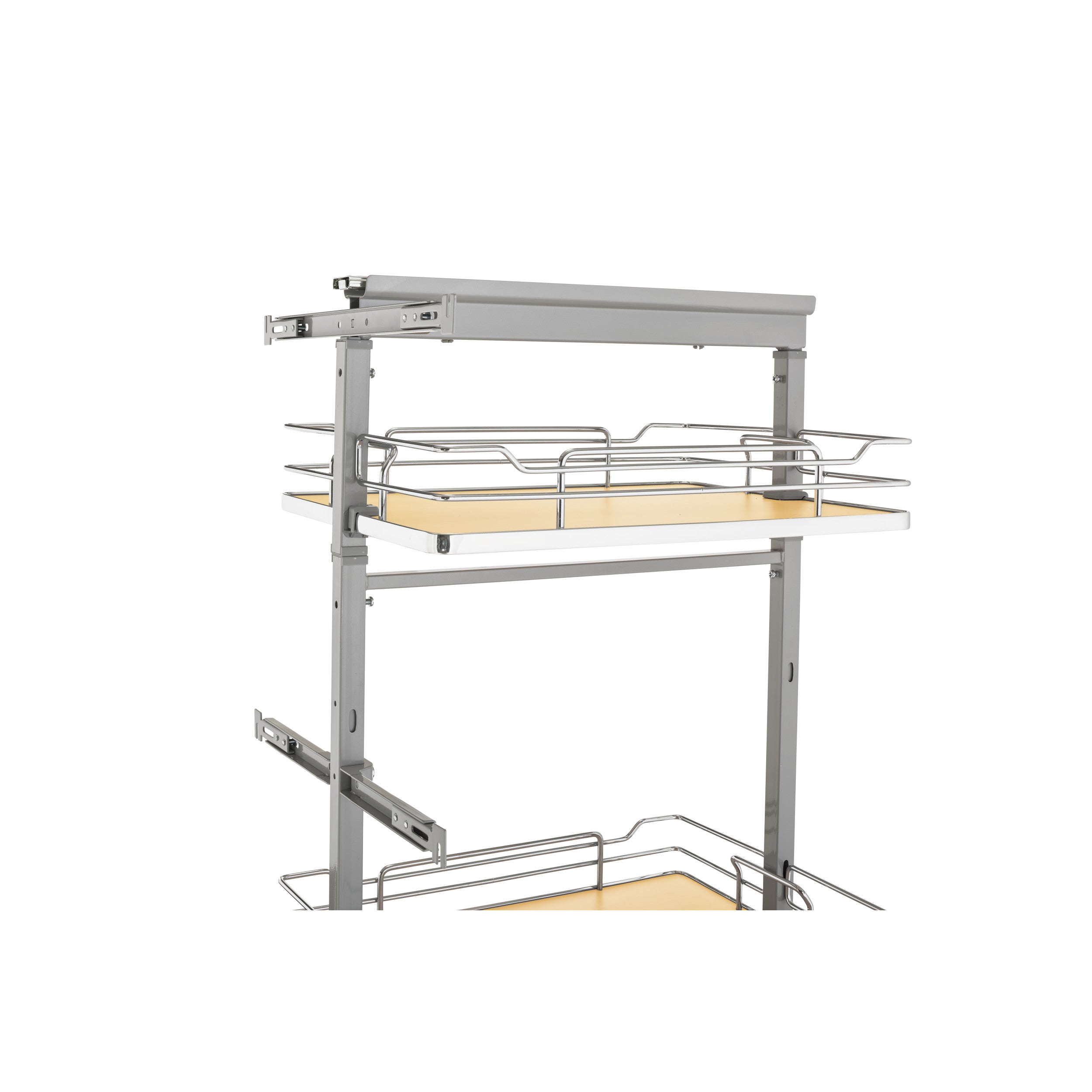 16 in Chrome Solid Bottom Pantry Pullout Soft Close Natural  16.25 in (413 mm) W x 21.69 in (551 mm) D x 50.75 in (1289 mm) H