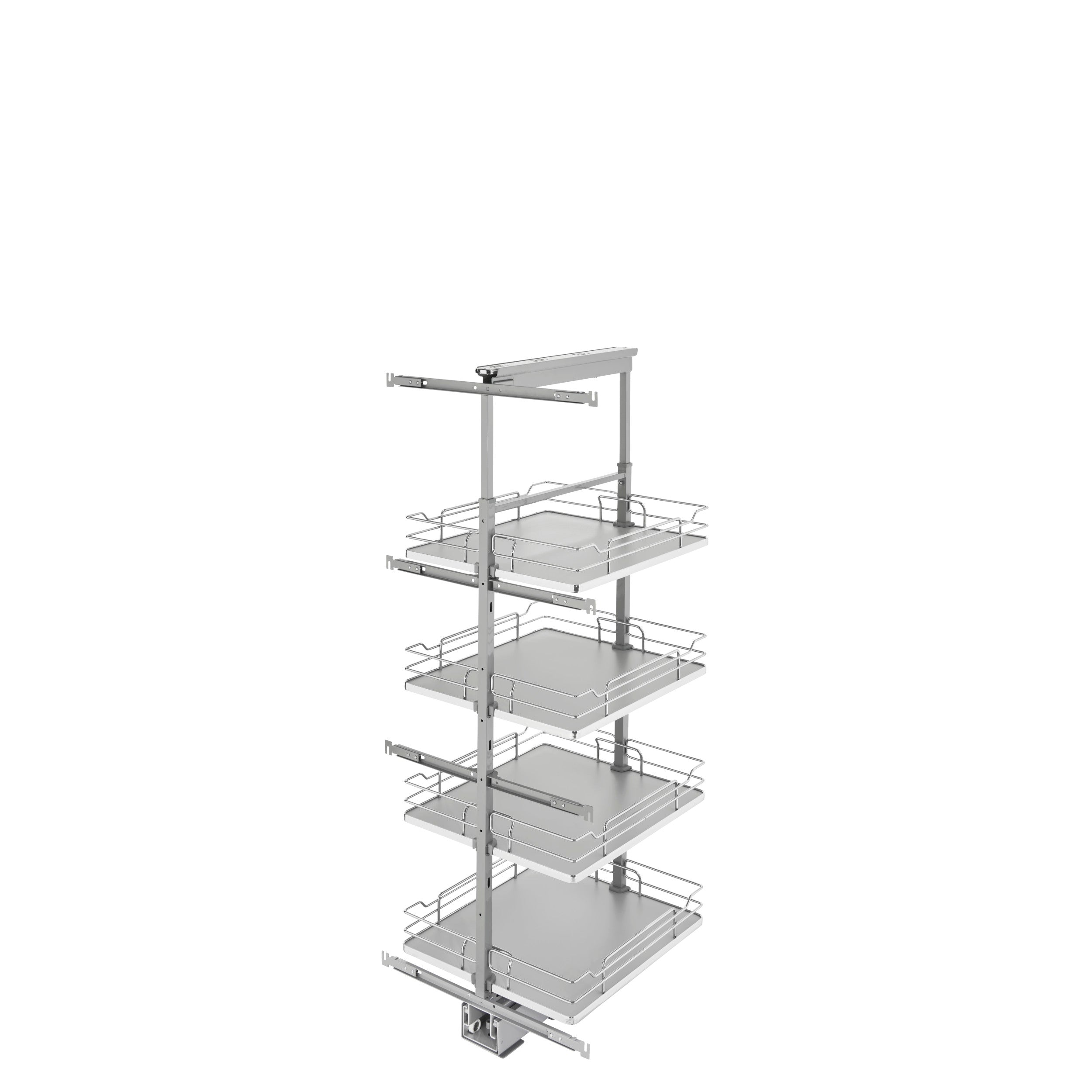 19 in Chrome Solid Bottom Pantry Pullout Soft Close Gray  19.25 in (489 mm) W x 21.69 in (551 mm) D x 50.75 in (1289 mm) H