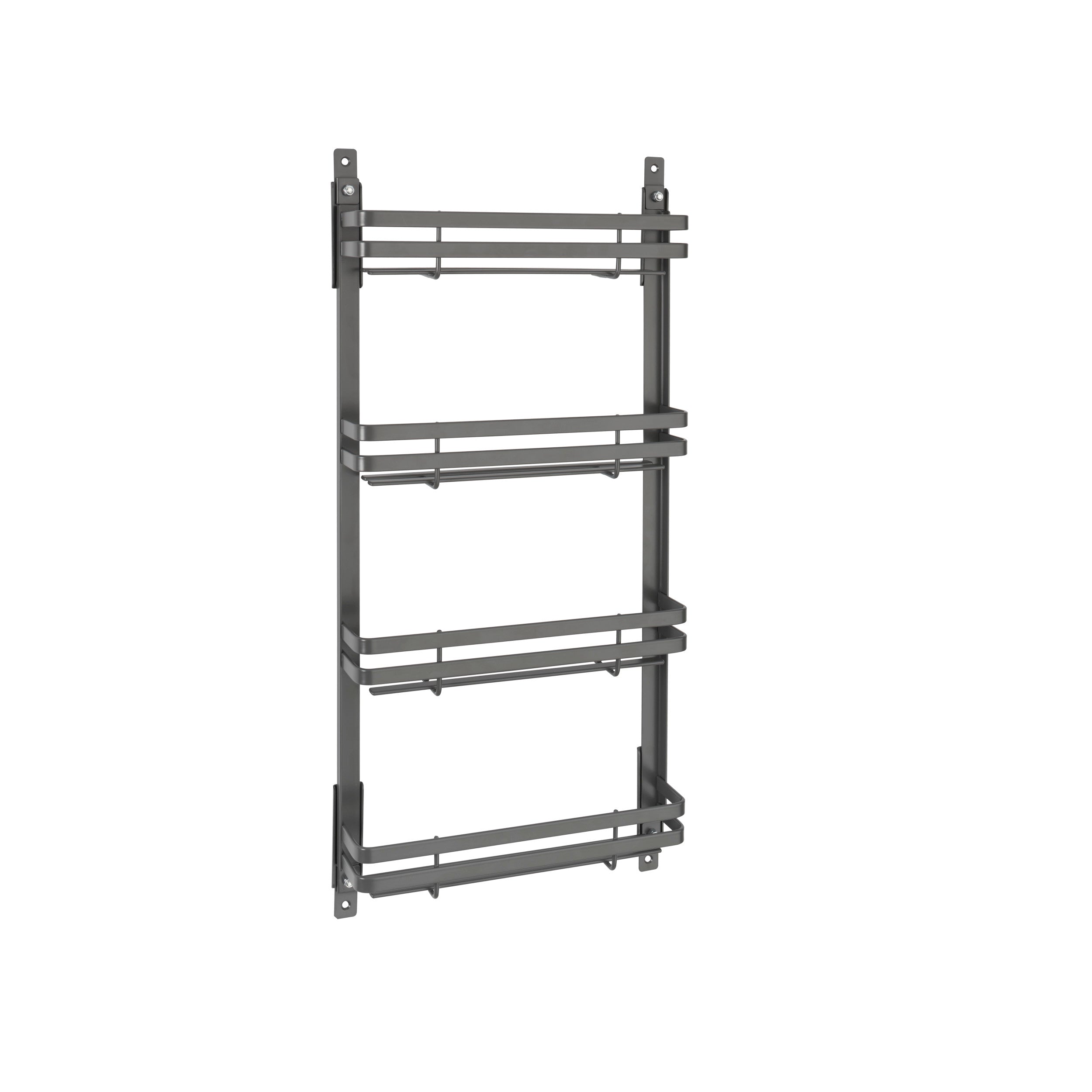 Medium Flat Metal Door mount Spice Rack Orion Gray  10.63 in (270 mm) W x 2.48 in (63 mm) D x 23.35 in (593 mm) H