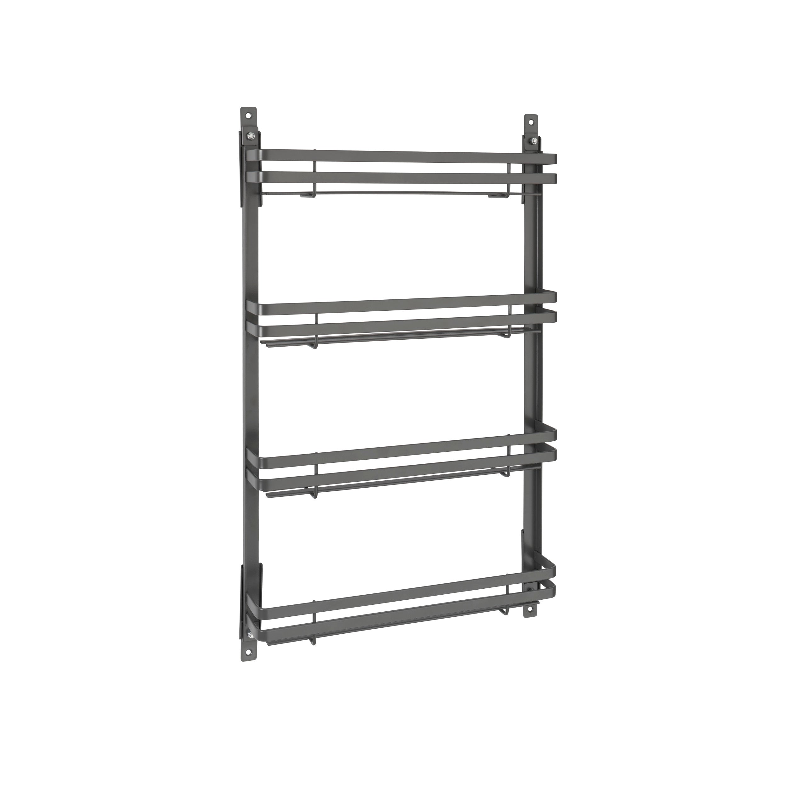 Large Flat Metal Door mount Spice Rack Orion Gray  13.62 in (346 mm) W x 2.48 in (63 mm) D x 23.35 in (593 mm) H