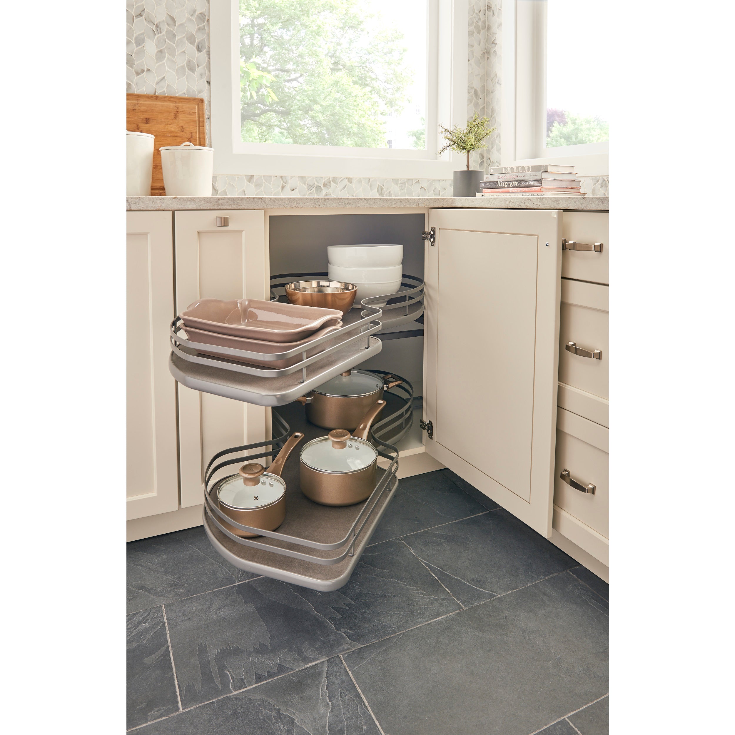 15 in Two-Tier Organizer for a Blind Right Gray  33 in (838 mm) W x 21.85 in (555 mm) D x 24.5 in (622 mm) H