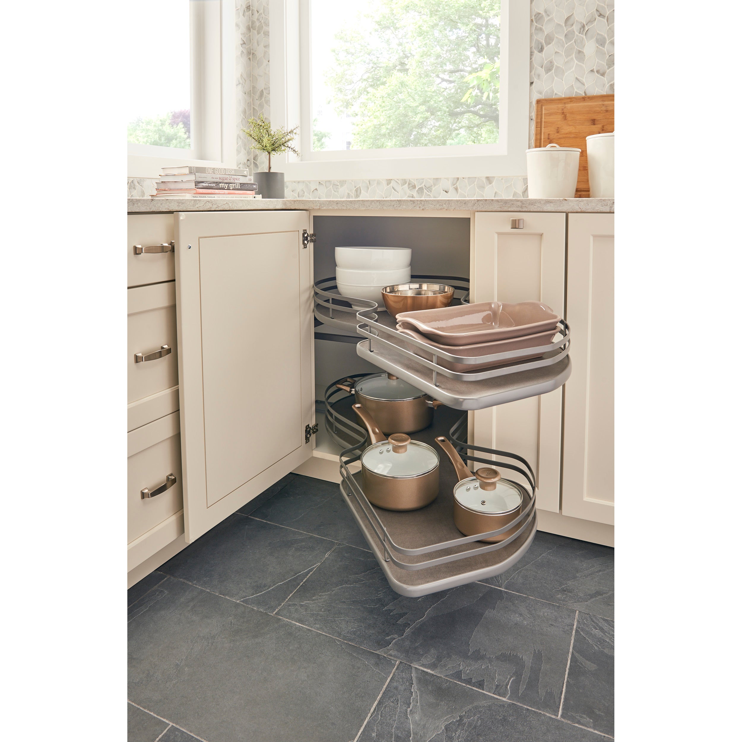 15 in Two-Tier Organizer for a Blind Left Gray  33 in (838 mm) W x 21.85 in (555 mm) D x 24.5 in (622 mm) H