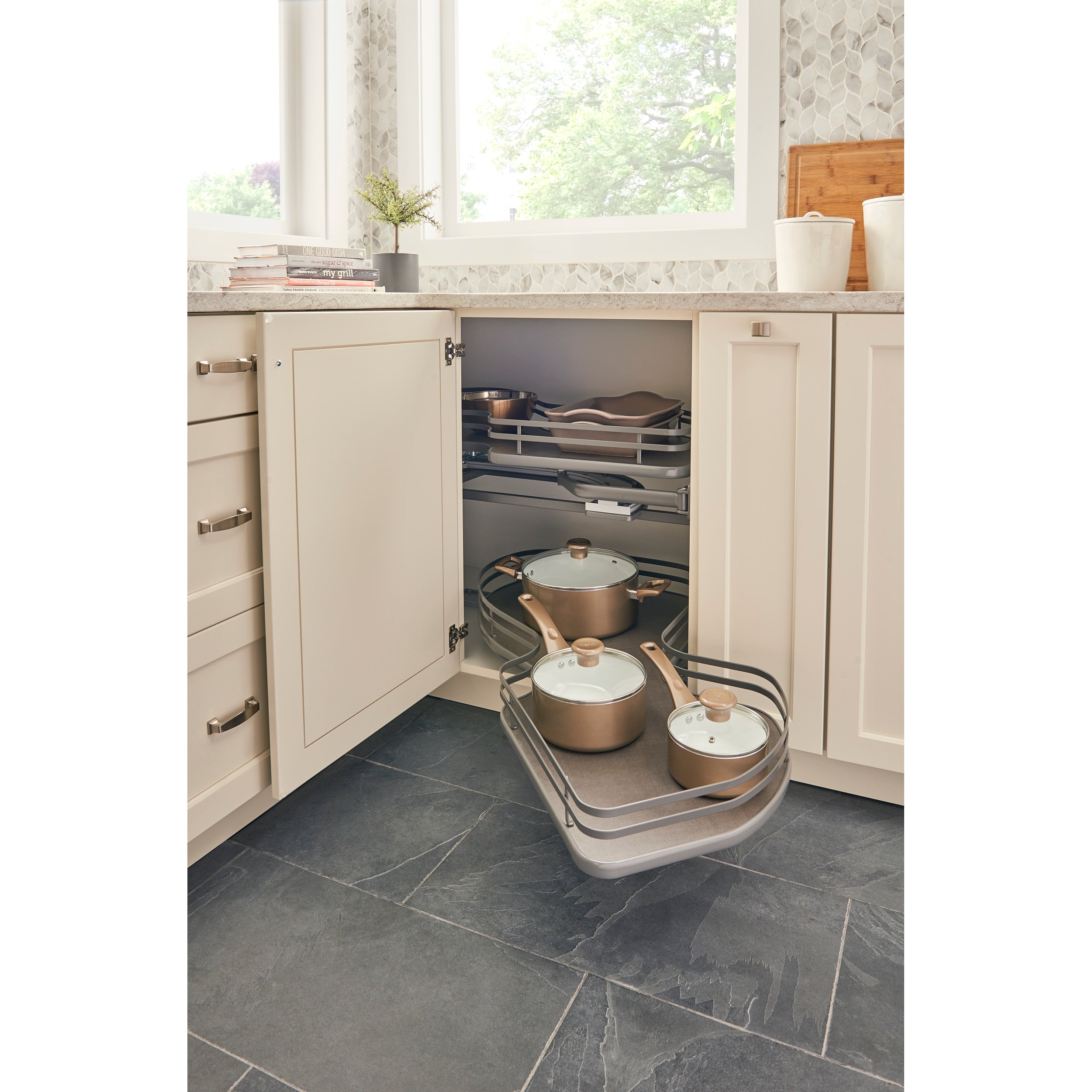 15 in Two-Tier Organizer for a Blind Left Gray  33 in (838 mm) W x 21.85 in (555 mm) D x 24.5 in (622 mm) H