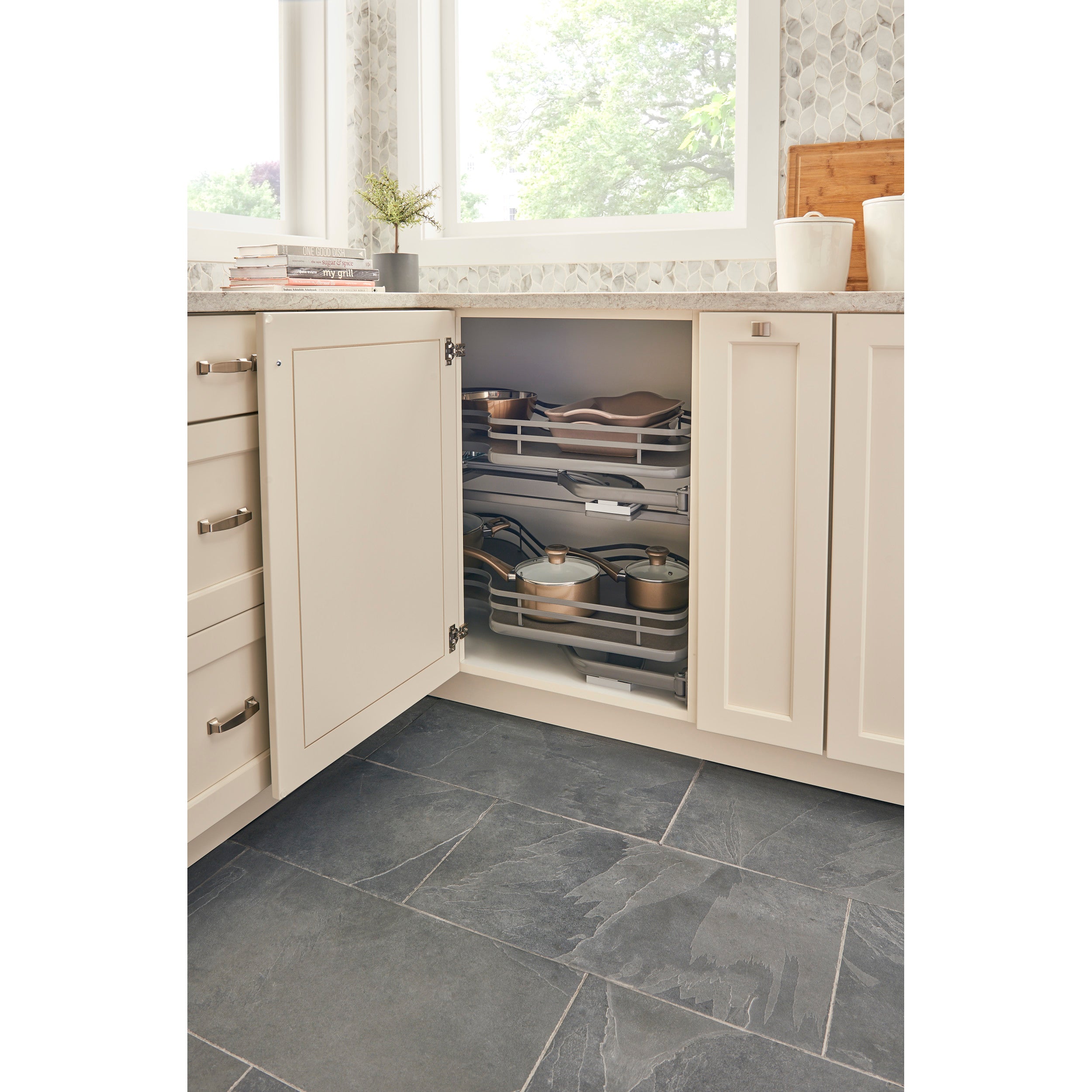 15 in Two-Tier Organizer for a Blind Left Gray  33 in (838 mm) W x 21.85 in (555 mm) D x 24.5 in (622 mm) H