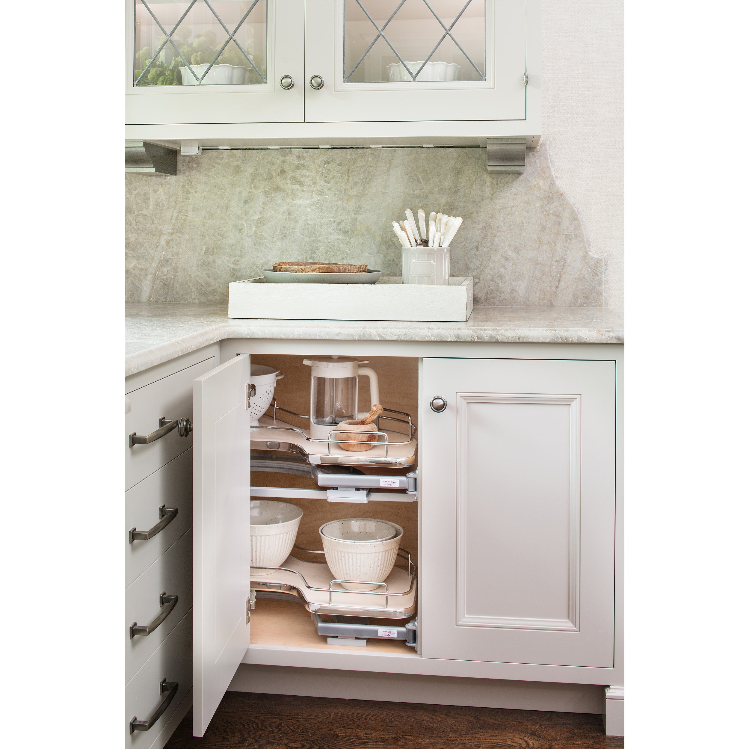 15 in Two-Tier Organizer for a Blind Left Natural  33 in (838 mm) W x 21.88 in (556 mm) D x 24.44 in (621 mm) H