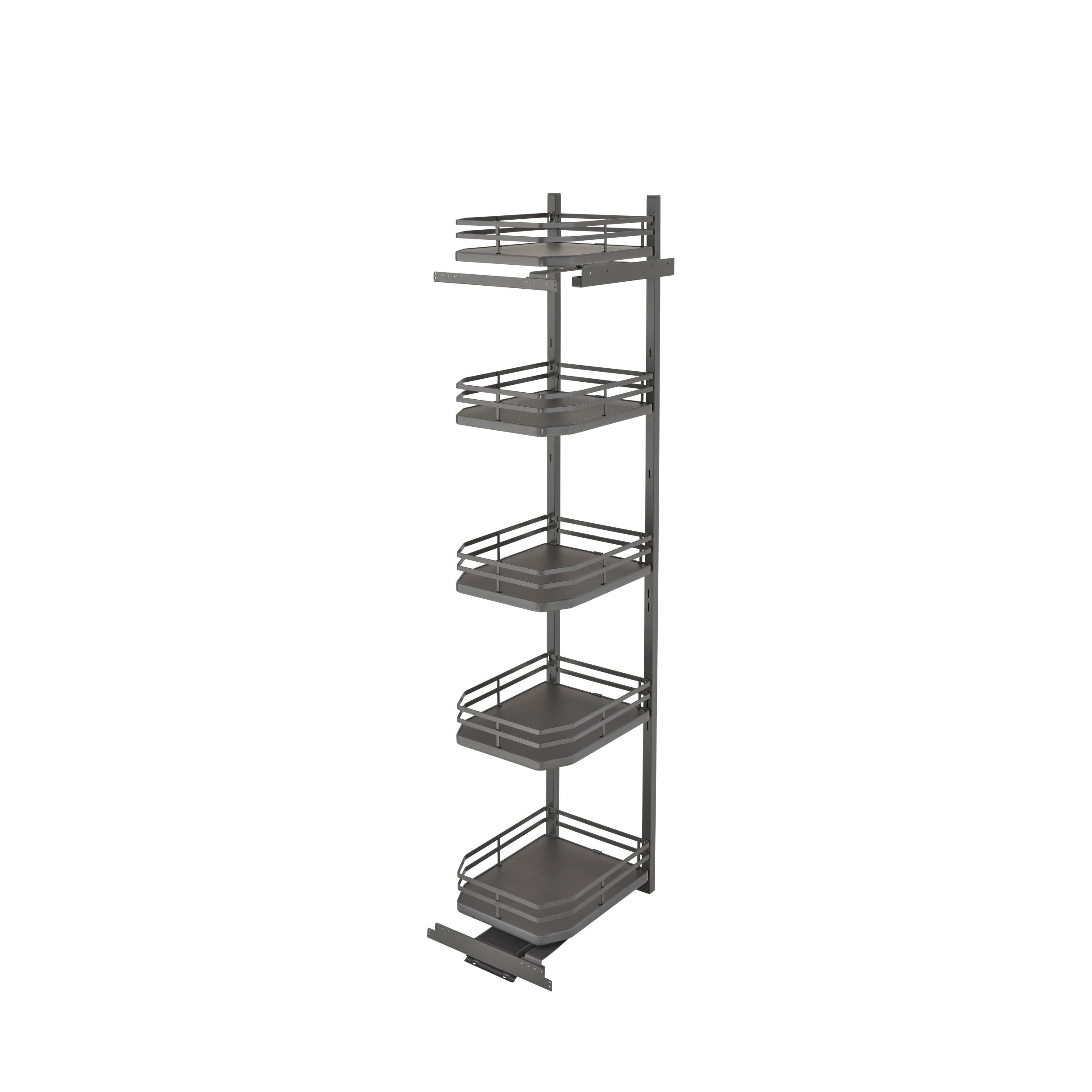 18 in Flat Wire Swing Out Pantry Gray  14.19 in (360 mm) W x 18.5 in (470 mm) D x 74.06 in (1881 mm) H
