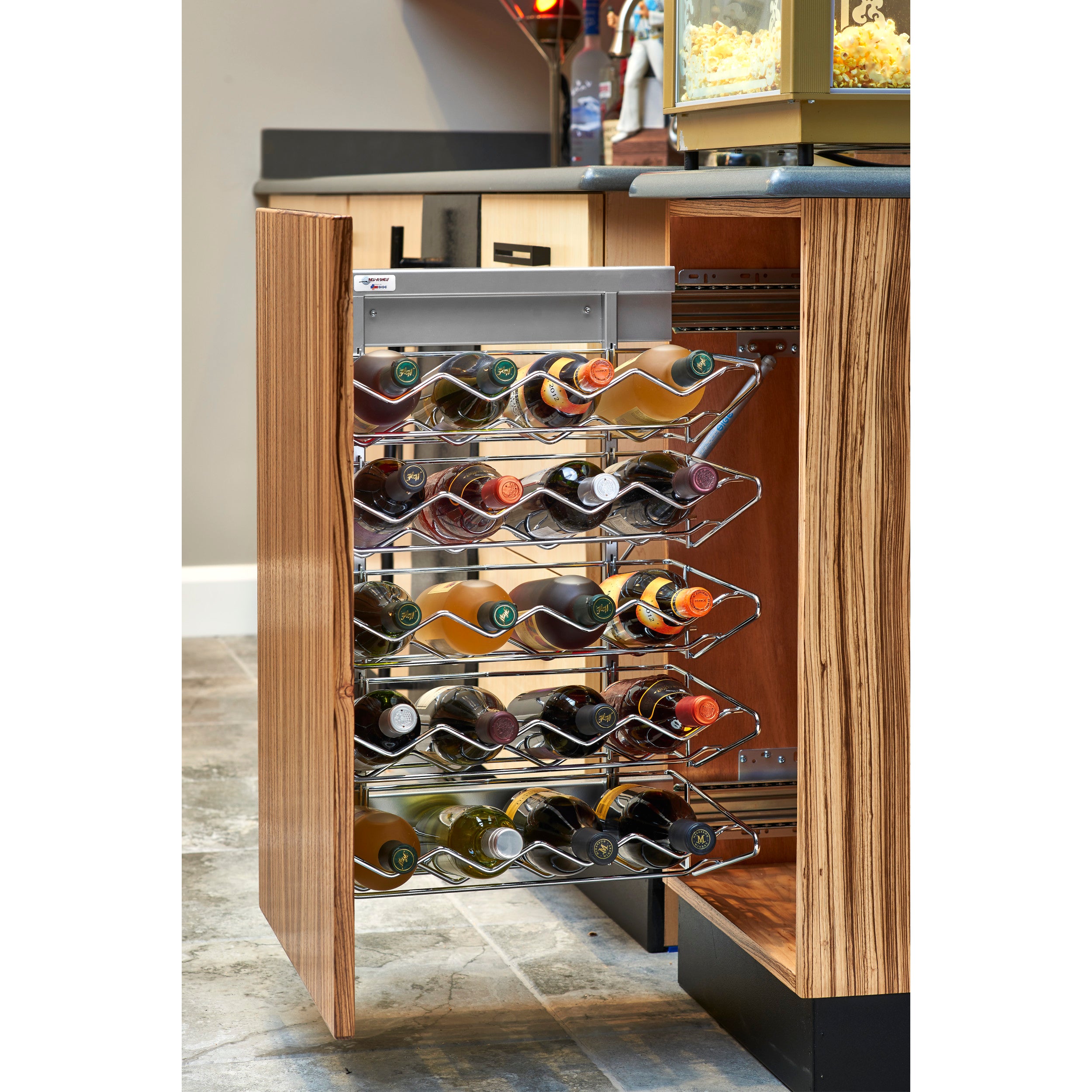 18 in Wine Rack Organizer Chrome  14.13 in (359 mm) W x 17 in (432 mm) D x 25.75 in (654 mm) H