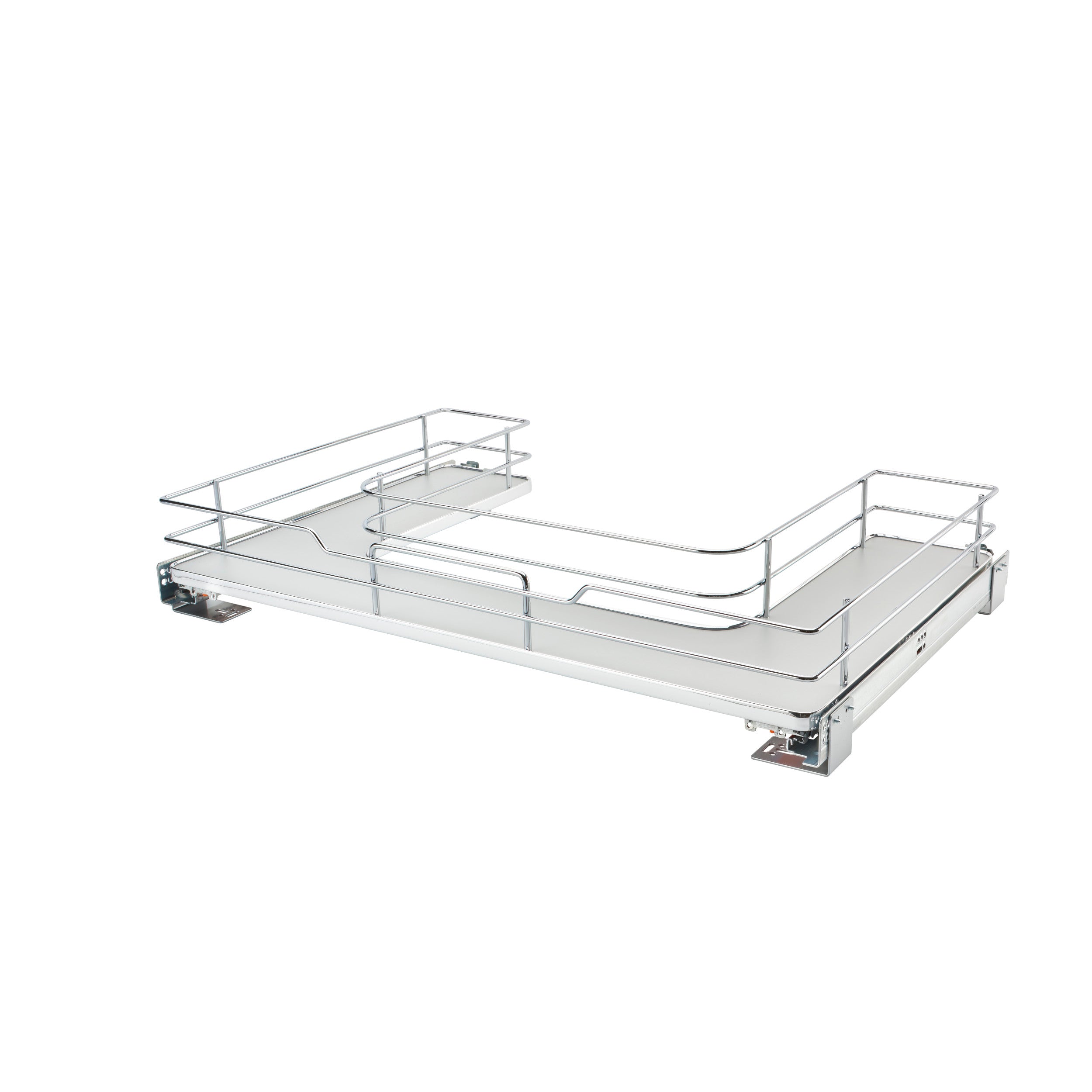 33 in Chrome U-Shaped Solid Bottom Pull Out w/Soft-Close Gray  32.5 in (826 mm) W x 22 in (559 mm) D x 5.25 in (133 mm) H