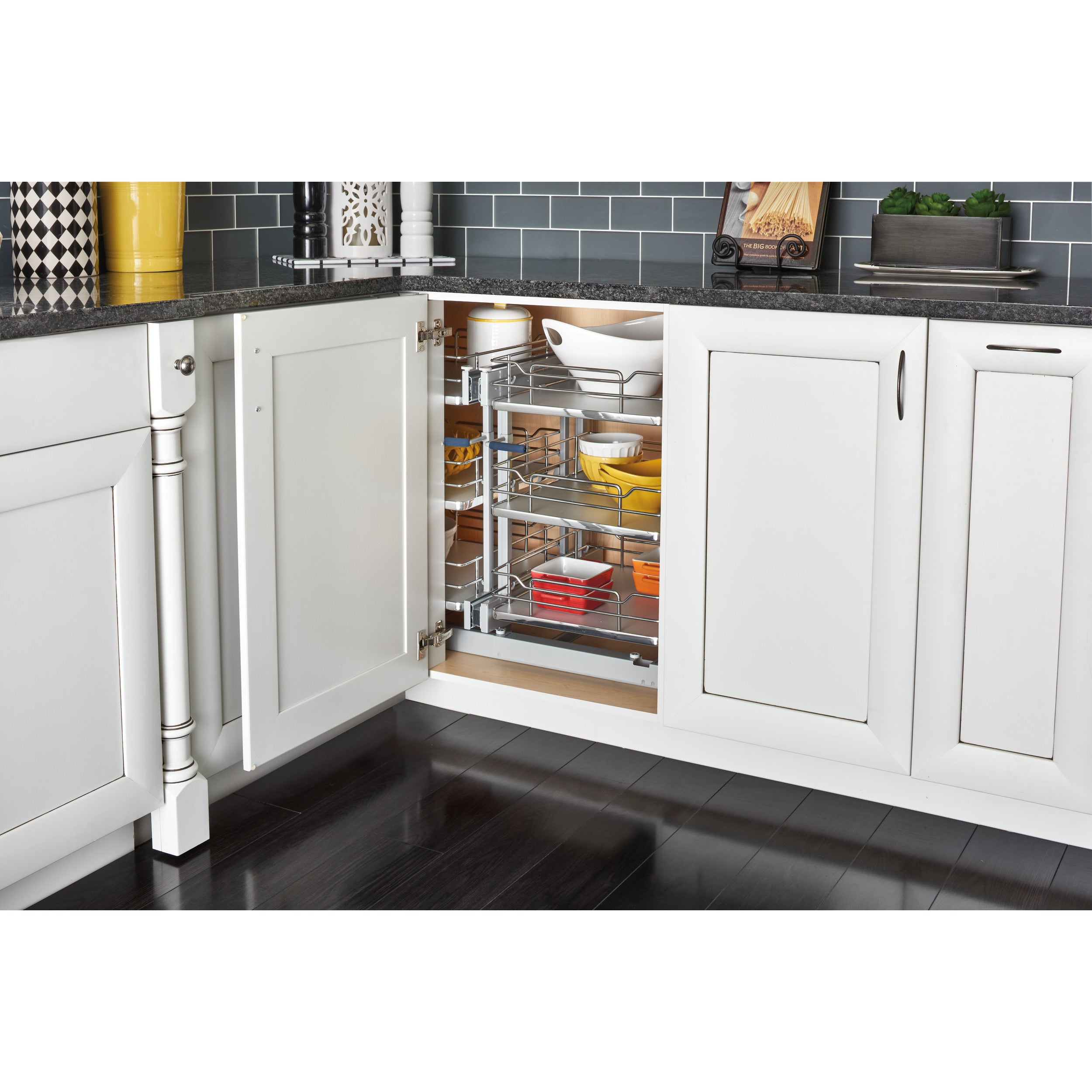 18 in. Gray Three-Tier Organizer w/Soft-Close Gray  32.25 in (819 mm) W x 20.25 in (514 mm) D x 24 in (610 mm) H