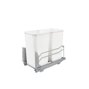 Double 27 Qrt Pull-Out Waste Container Soft-Close White  11.26 in (286 mm) W x 22.09 in (561 mm) D x 18.94 in (481 mm) H