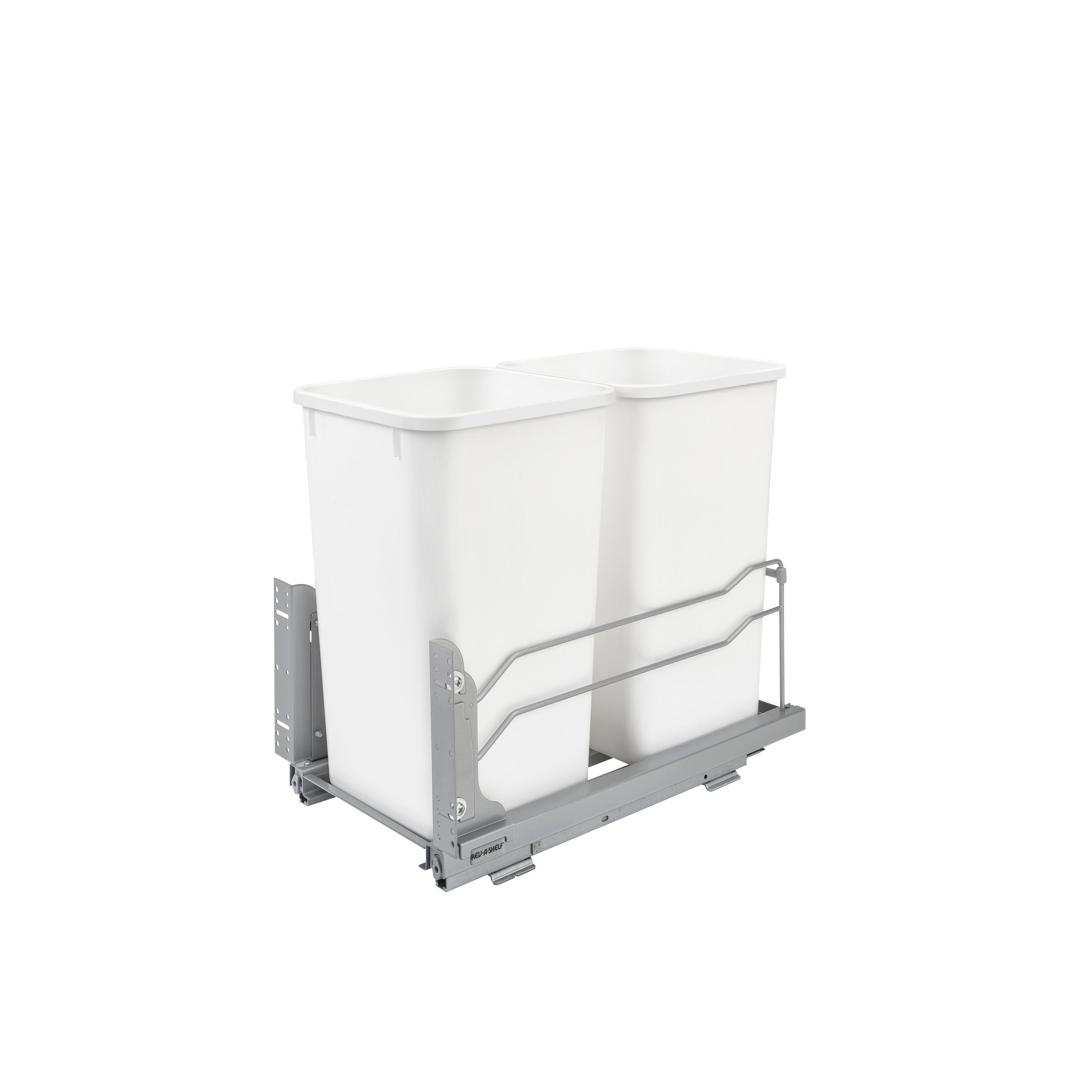 Double 27 Qrt Pull-Out Waste Container Soft-Close White  11.26 in (286 mm) W x 22.09 in (561 mm) D x 18.94 in (481 mm) H