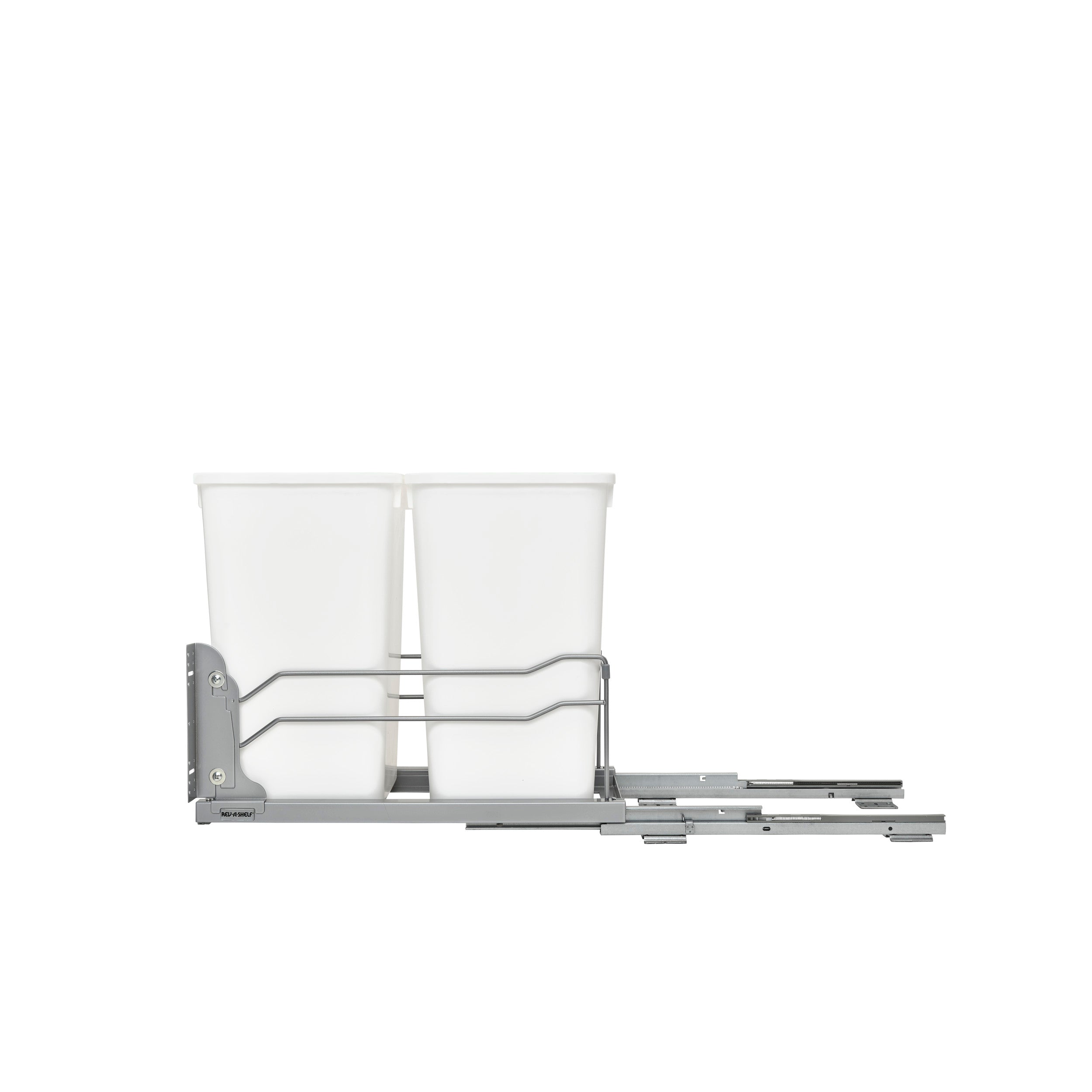 Double 27 Qrt Pull-Out Waste Container Soft-Close White  11.26 in (286 mm) W x 22.09 in (561 mm) D x 18.94 in (481 mm) H
