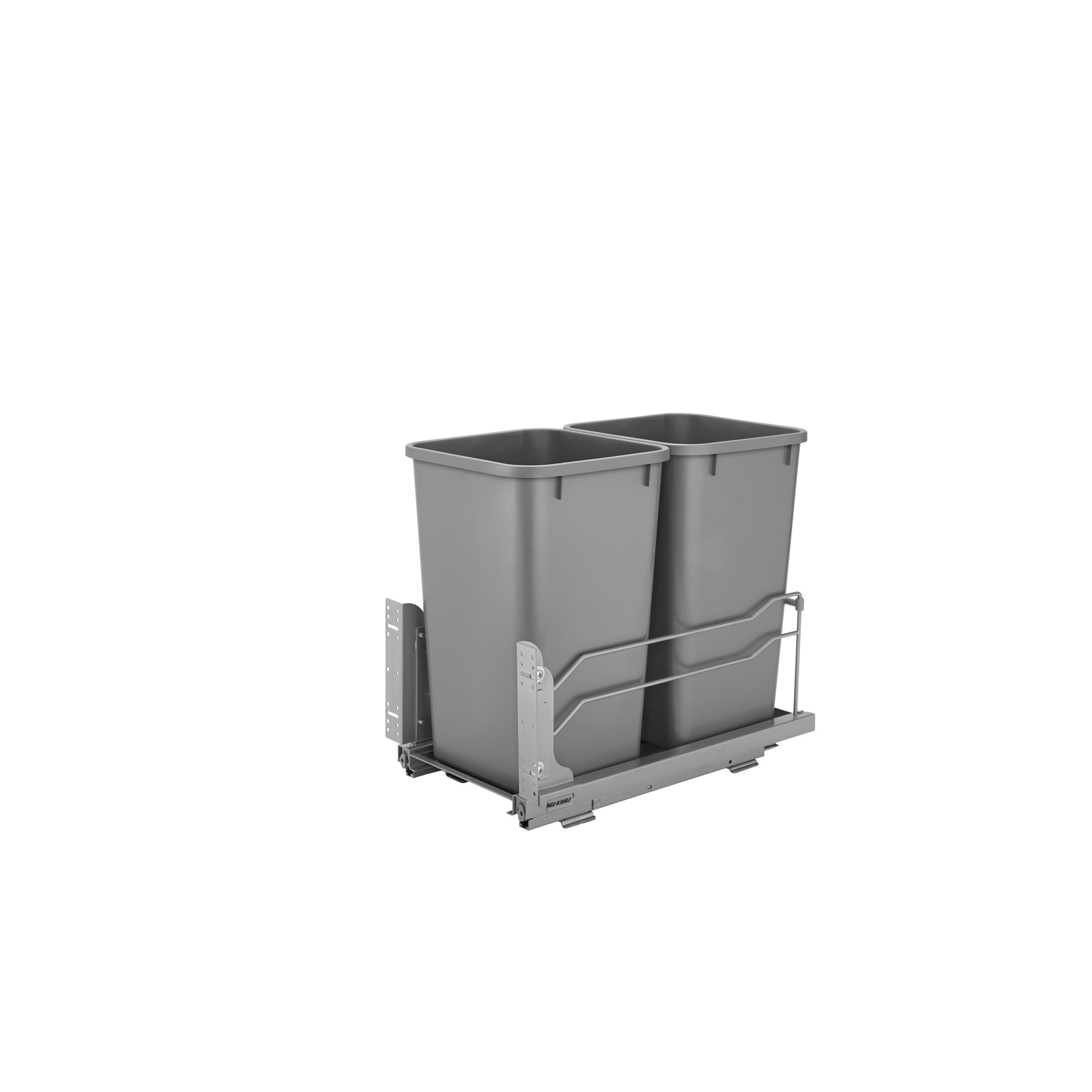 Double 27 Qrt Pull-Out Waste Container Soft-Close Gray 11.26 in (286 mm) W x 22.09 in (561 mm) D x 18.94 in (481 mm) H SILVER