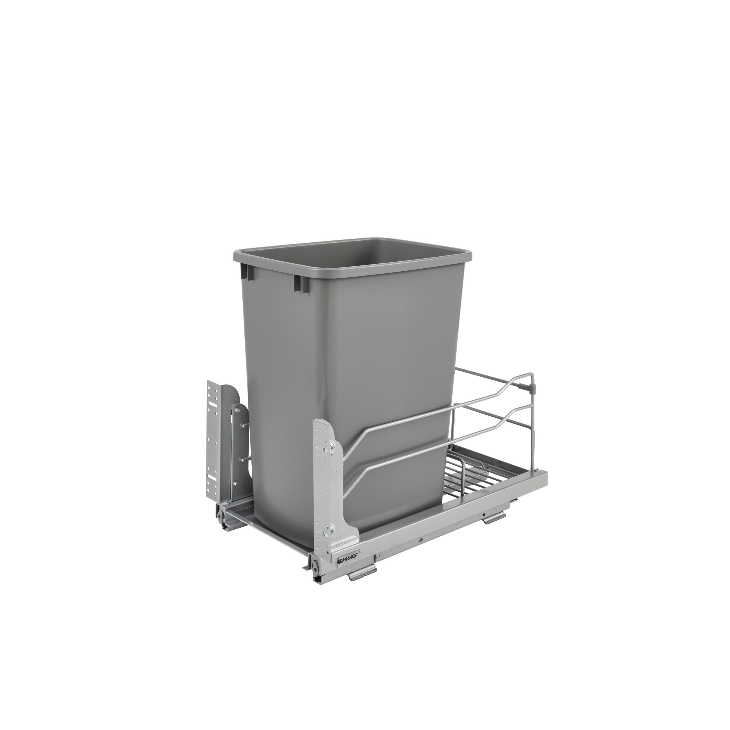 35 Qrt Pull-Out Waste Container Soft-Close Metallic Silver  10.88 in (276 mm) W x 22.25 in (565 mm) D x 18.94 in (481 mm) H