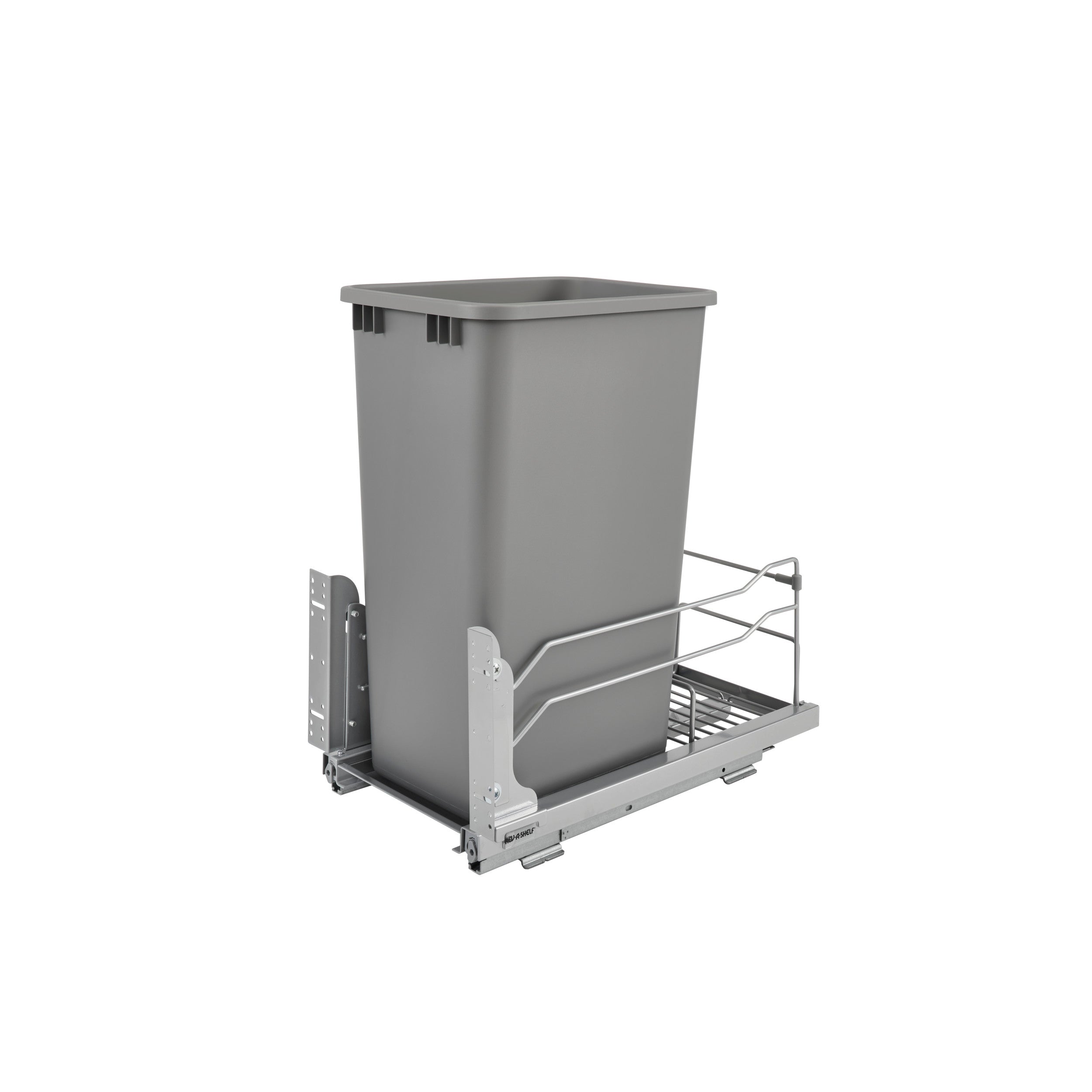 50 Qrt Pull-Out Waste Container Soft-Close Metallic Silver  10.88 in (276 mm) W x 22.25 in (565 mm) D x 22.88 in (581 mm) H