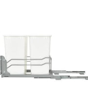 Double 35 Qrt Pull-out Waste Container Soft-Close White  14.38 in (365 mm) W x 22.25 in (565 mm) D x 19 in (483 mm) H