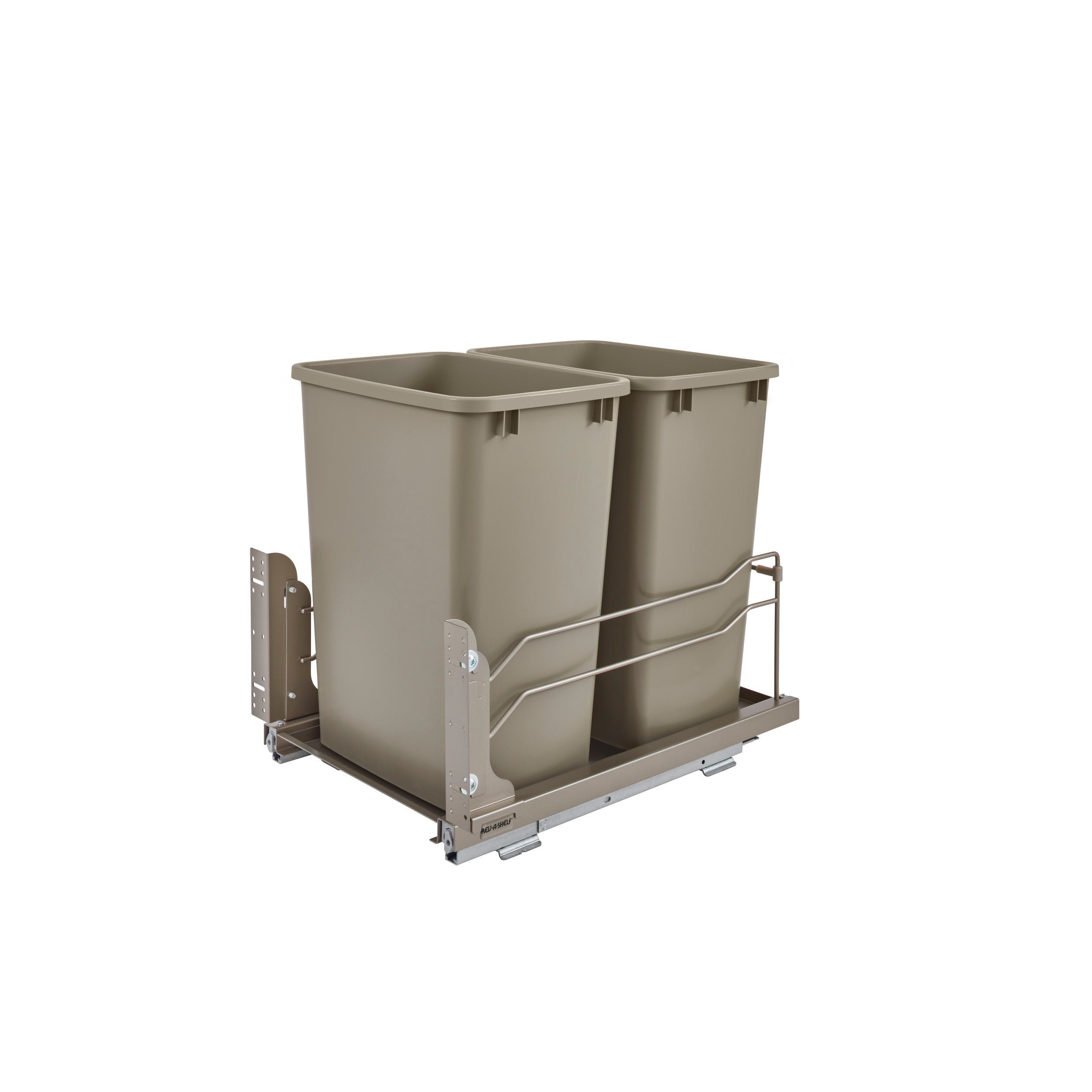 Double 35 Qrt Pull-out Waste Container Soft-Close Champagne  14.38 in (365 mm) W x 22.25 in (565 mm) D x 19 in (483 mm) H