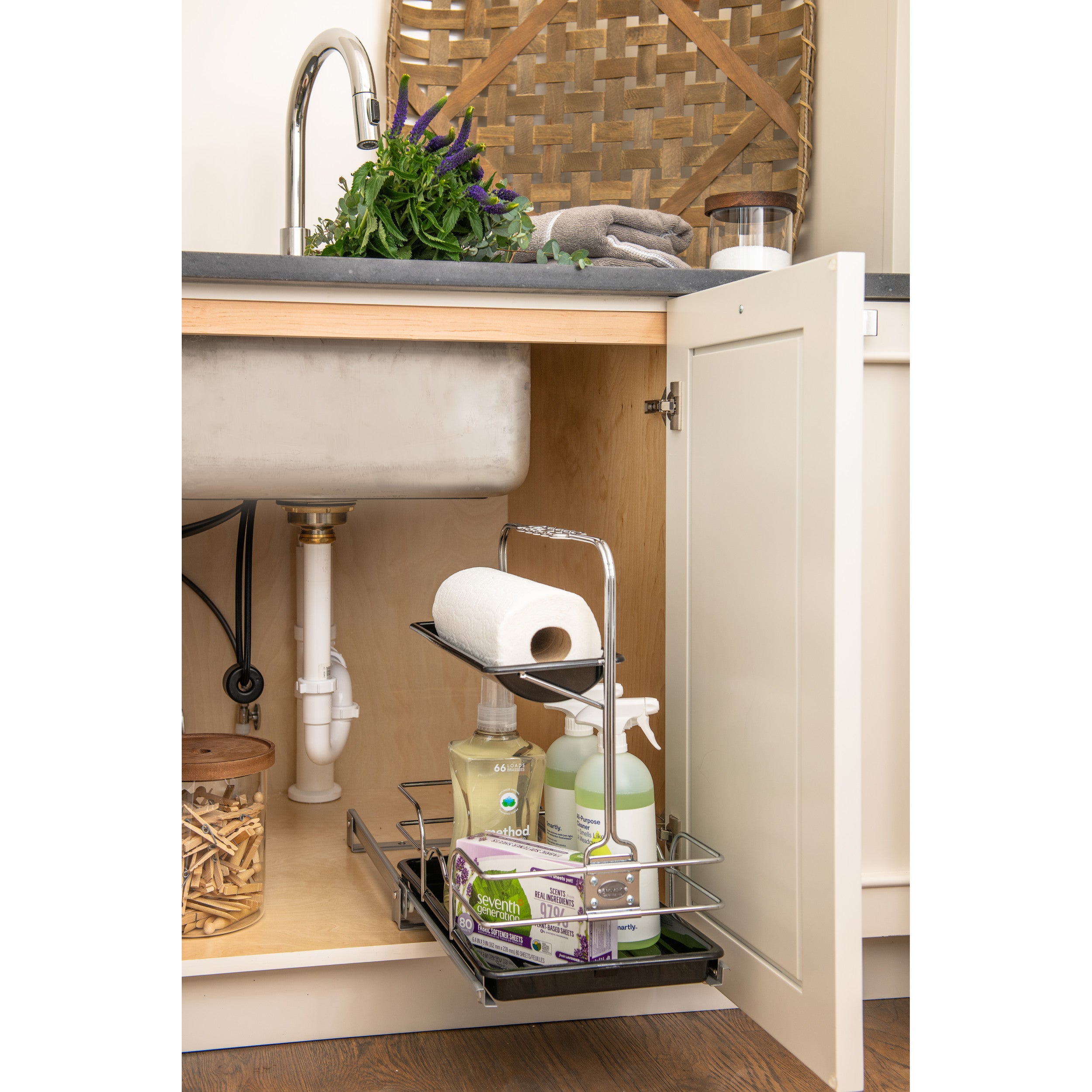 Undersink Cleaning Caddy Chrome  11.25 in (286 mm) W x 16.25 in (413 mm) D x 19.5 in (495 mm) H