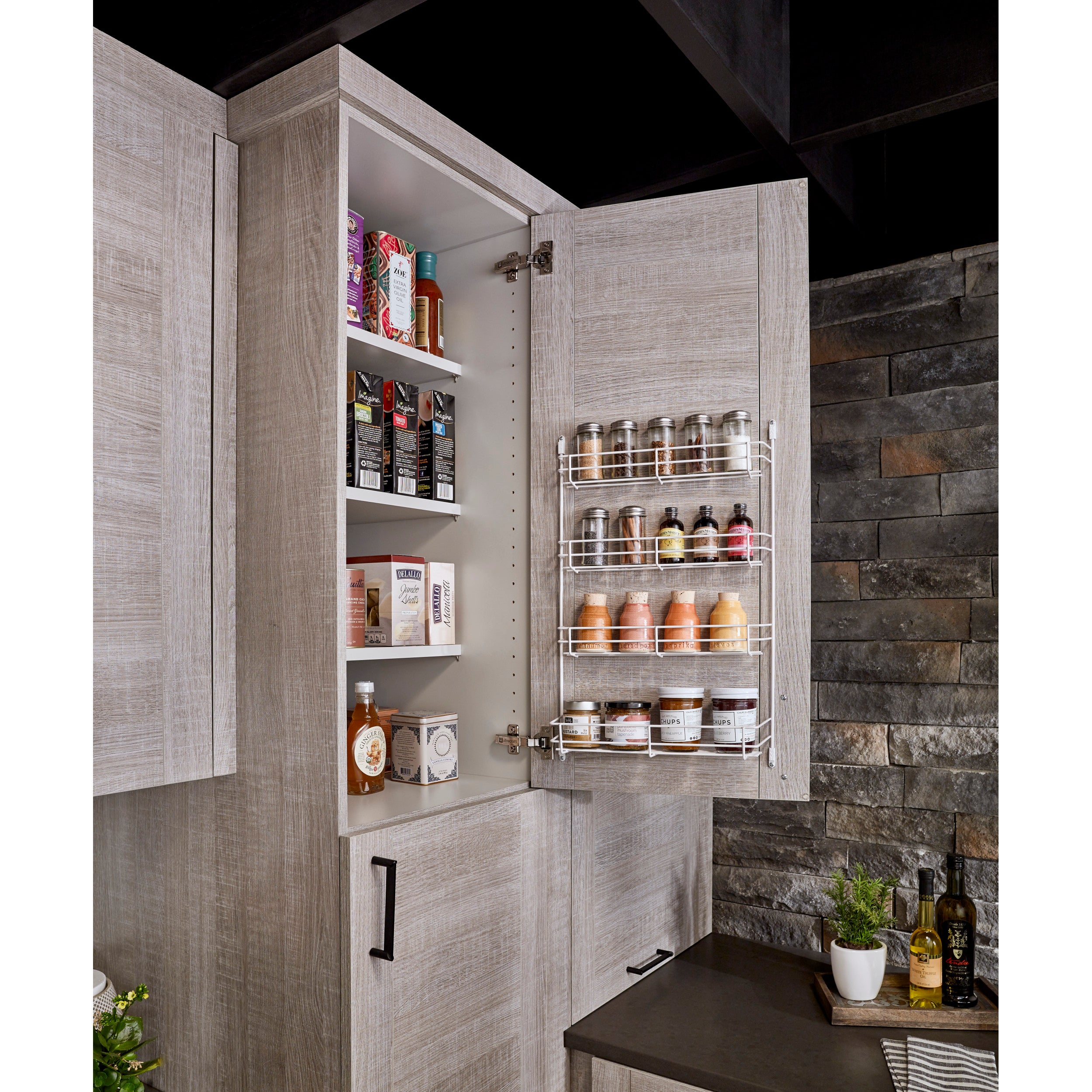 11 in Door Mount Spice Rack White  10.63 in (270 mm) W x 2.38 in (60 mm) D x 21.38 in (543 mm) H