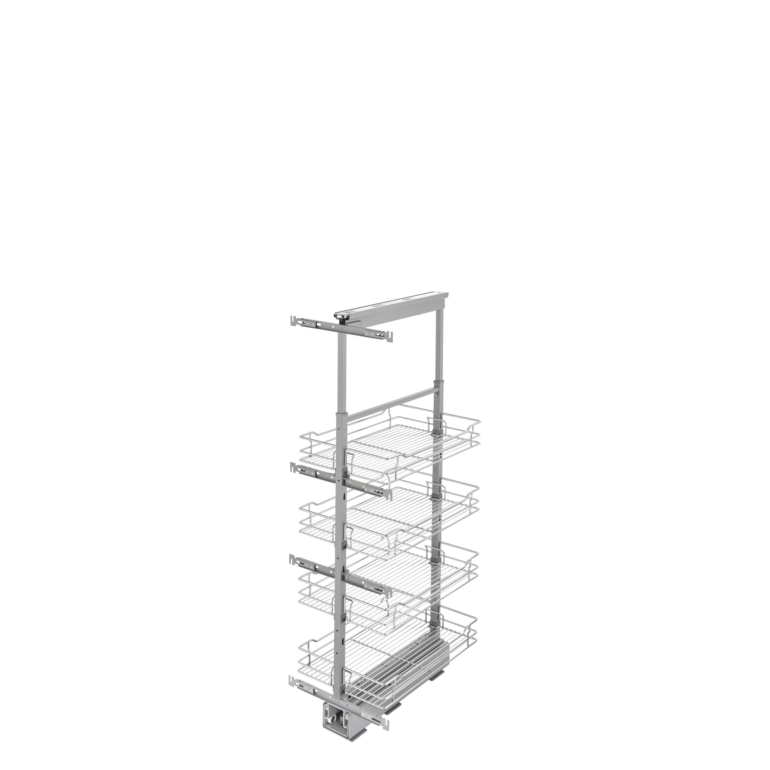 14 in Chrome Basket Pantry Pullout Soft Close Chrome  14.25 in (362 mm) W x 21.69 in (551 mm) D x 43.41 in (1103 mm) H