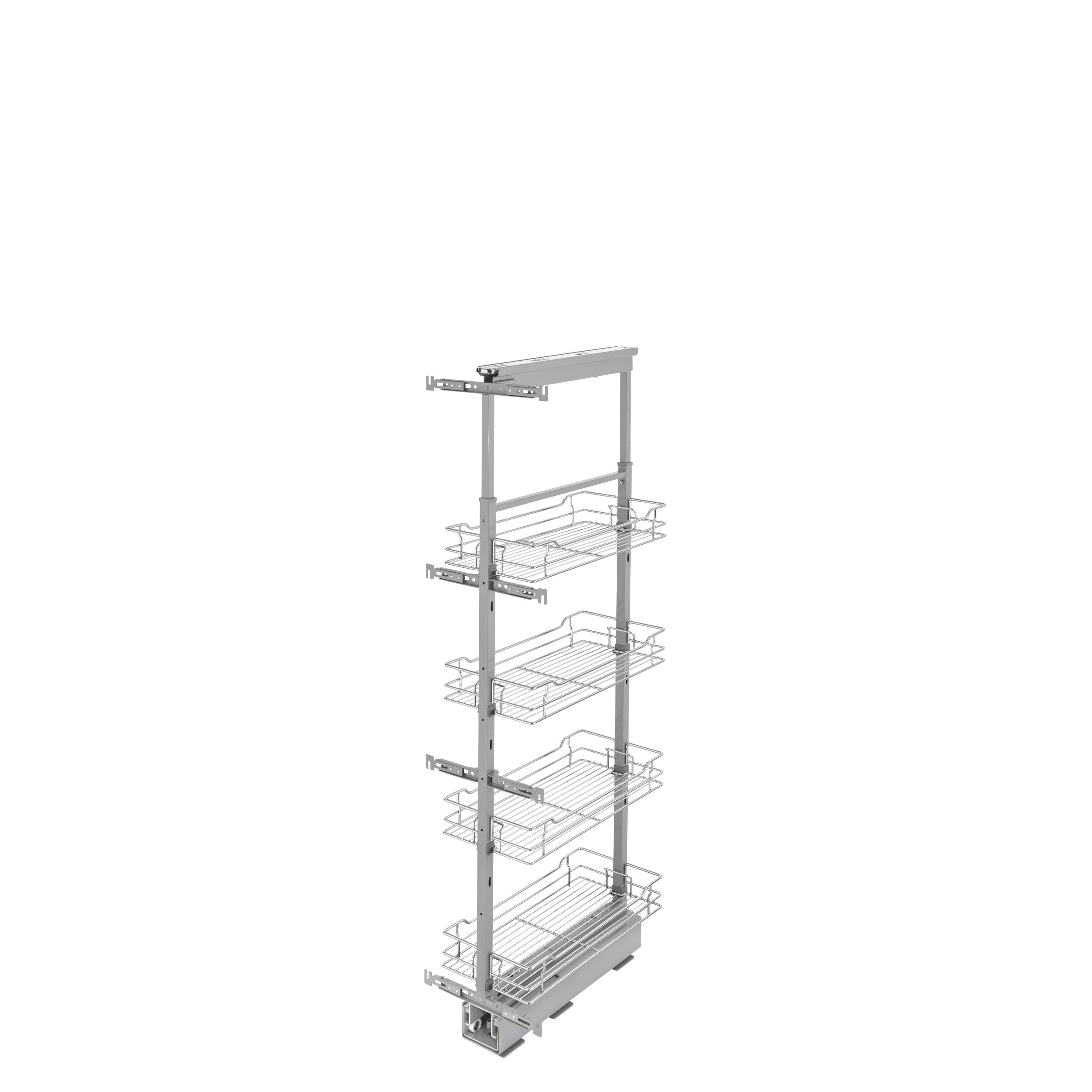 10 in Chrome Basket Pantry Pullout Soft Close Chrome  11.57 in (294 mm) W x 21.69 in (551 mm) D x 50.75 in (1289 mm) H