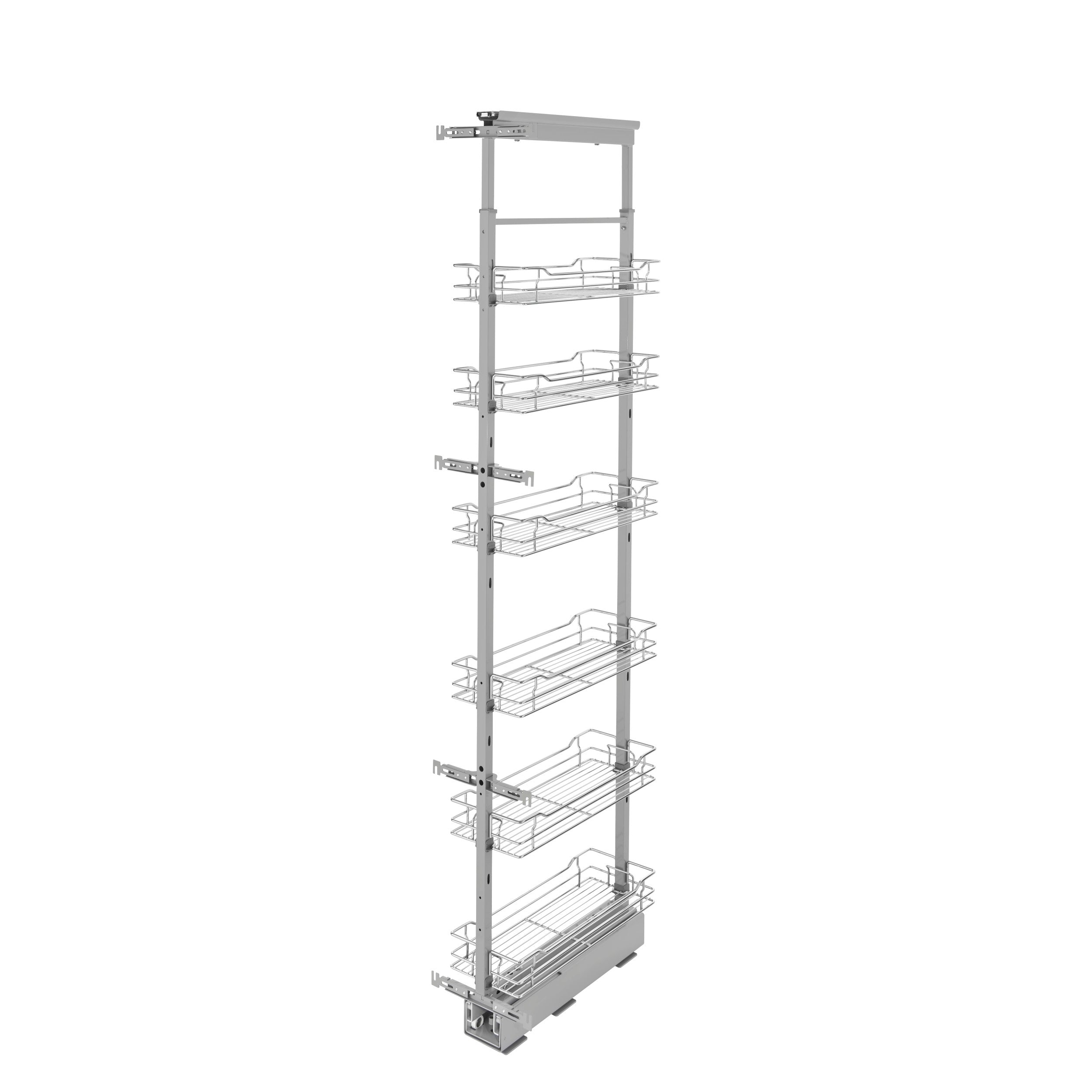 8 in Chrome Basket Pantry Pullout Soft Close Chrome  8.25 in (210 mm) W x 21.69 in (551 mm) D x 73.63 in (1870 mm) H