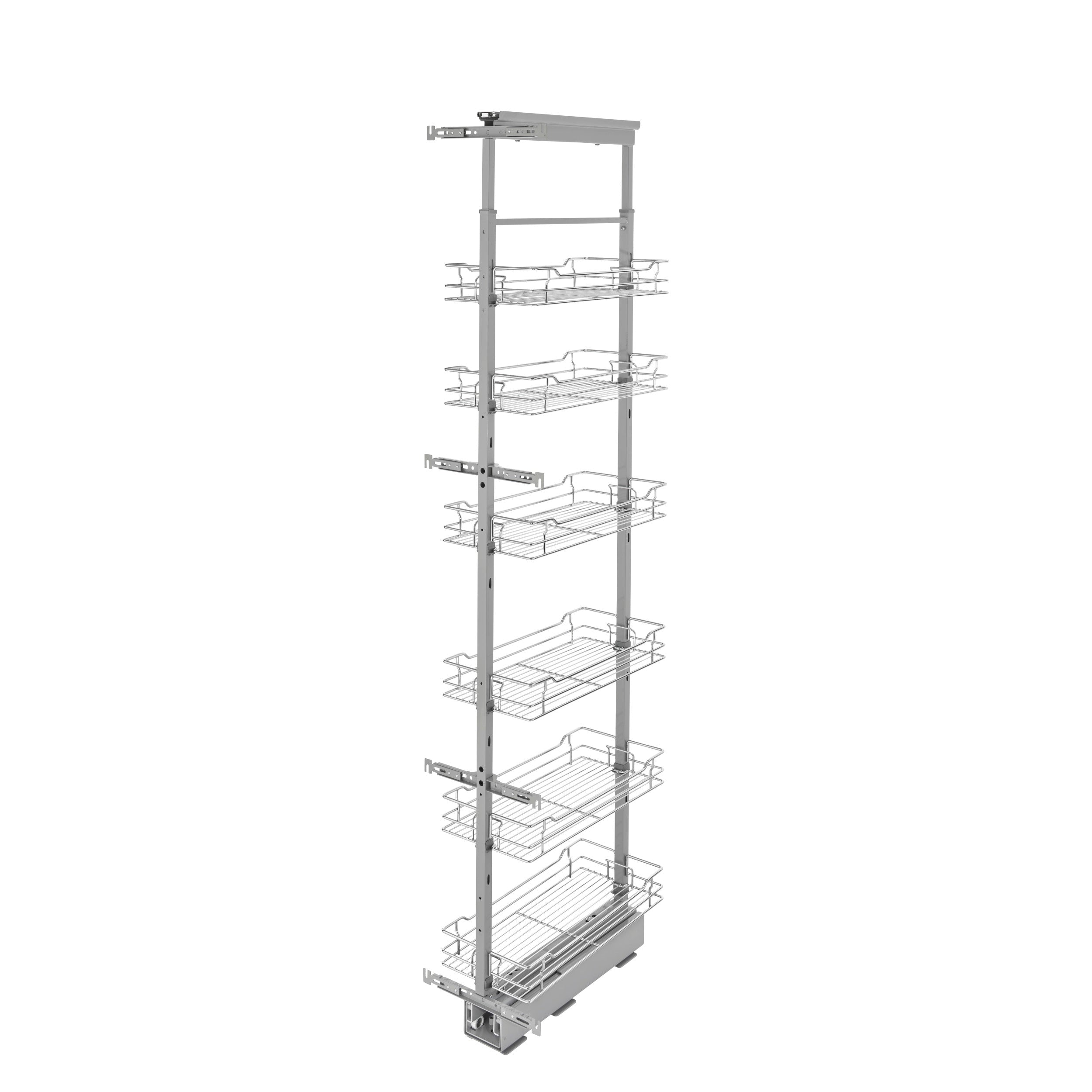 10 in Chrome Basket Pantry Pullout Soft Close Chrome  10.25 in (260 mm) W x 21.69 in (551 mm) D x 73.63 in (1870 mm) H