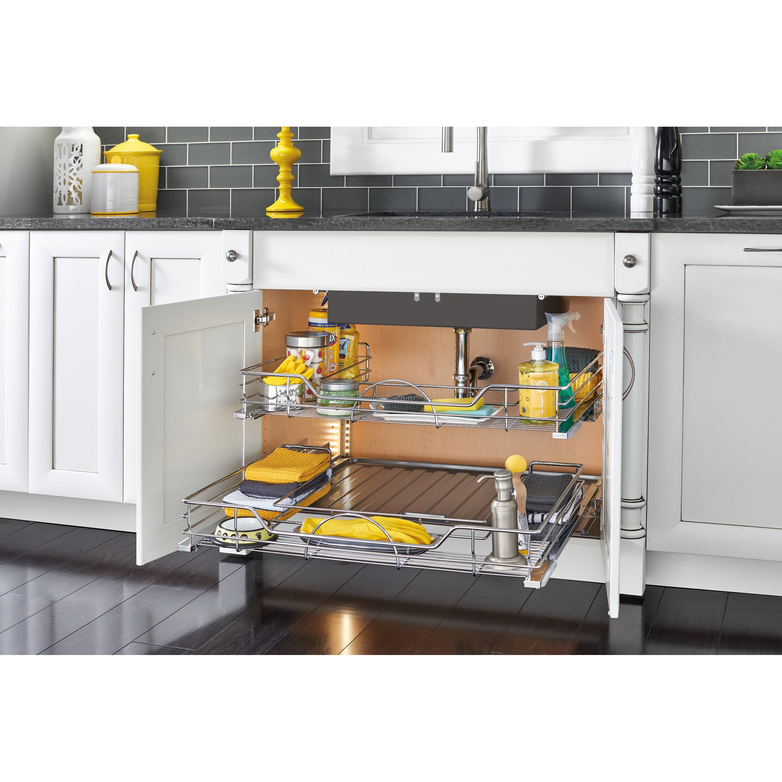 30 in Chrome U-Shaped Pull Out w/Soft-Close Chrome  29.5 in (749 mm) W x 21.9 in (556 mm) D x 5.2 in (132 mm) H