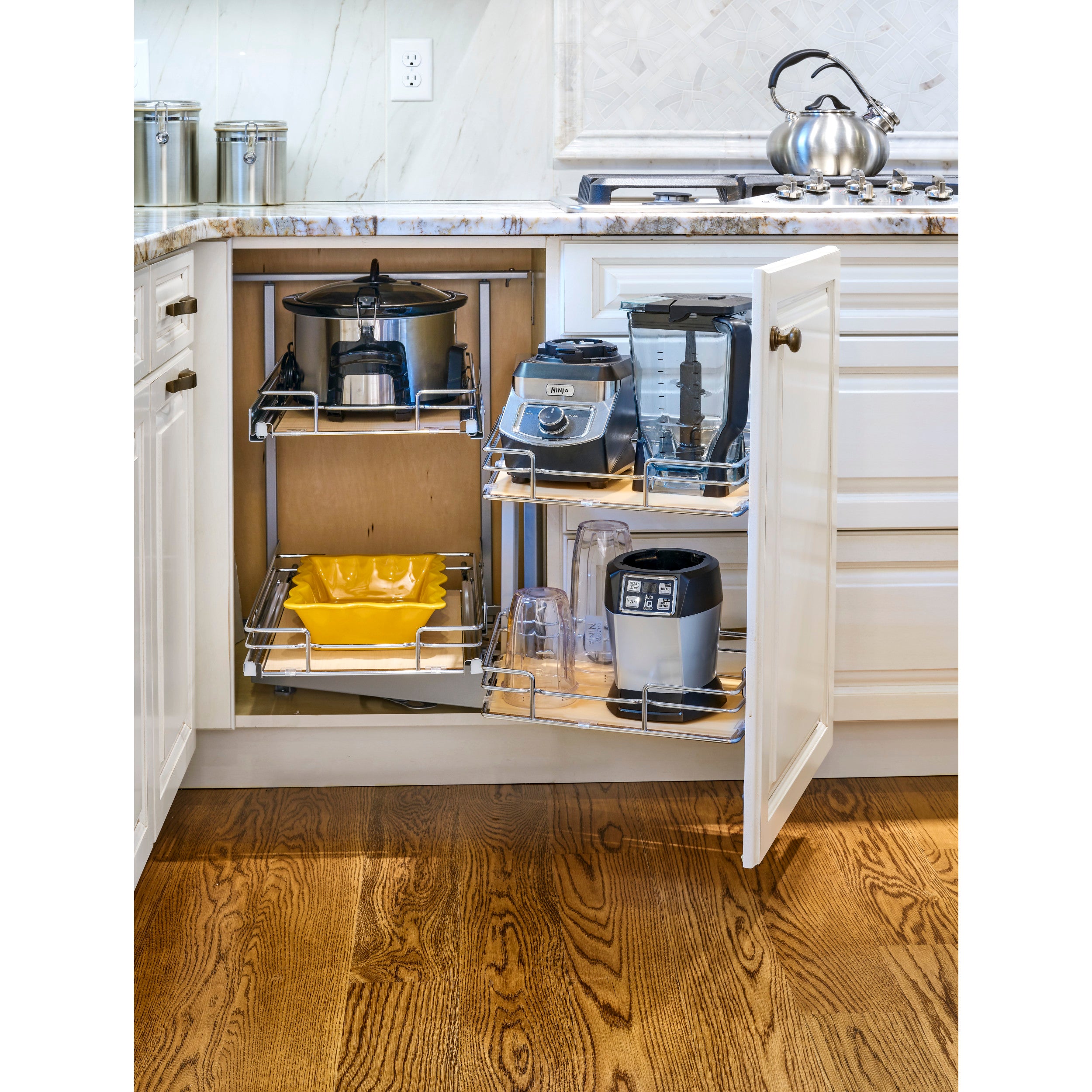 18 in Two-Tier Organizer for a Blind Right Chrome  16 in (406 mm) W x 34 in (864 mm) D x 26.65 in (677 mm) H