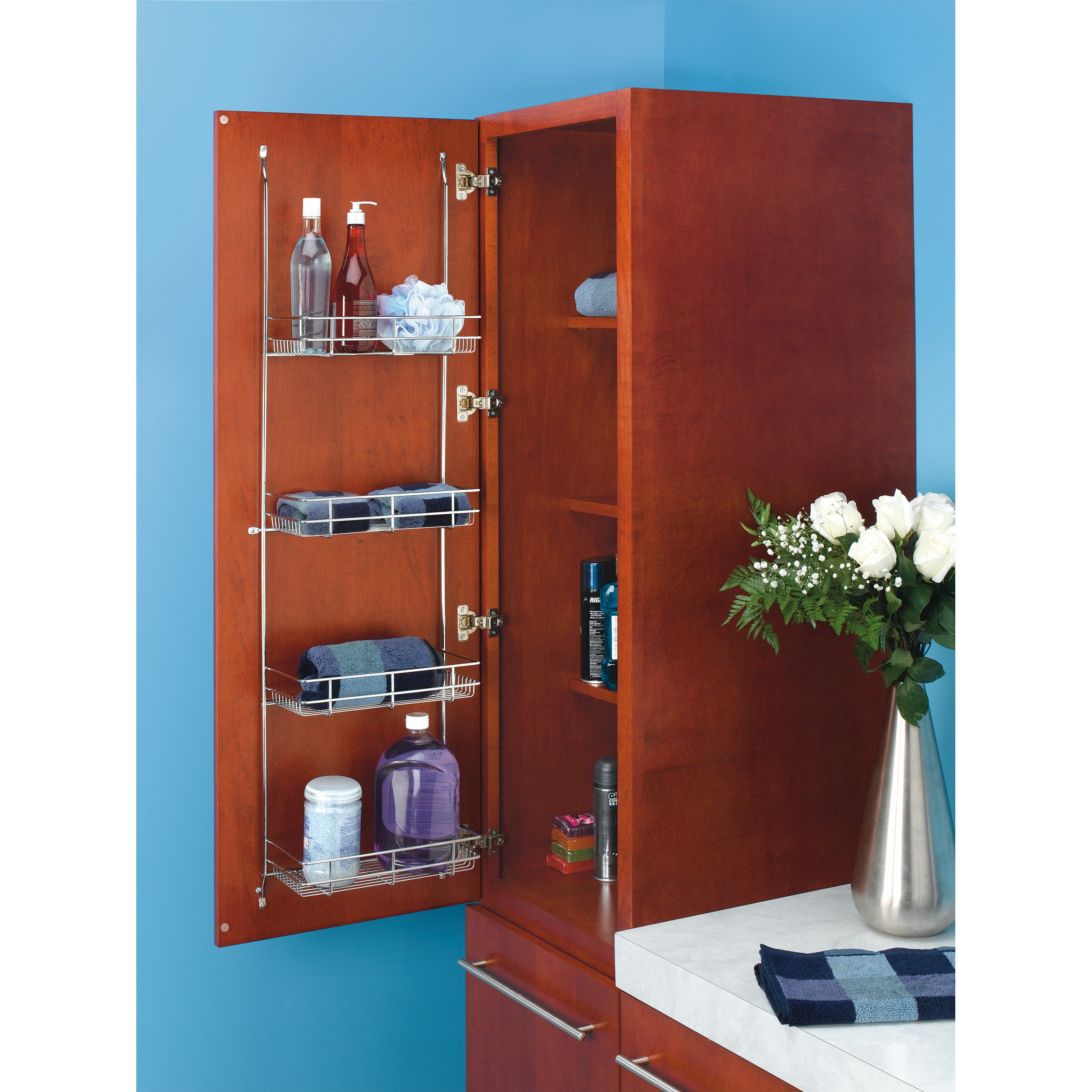 Door mount Linen Rack Chrome  12.25 in (311 mm) W x 5 in (127 mm) D x 46.75 in (1187 mm) H