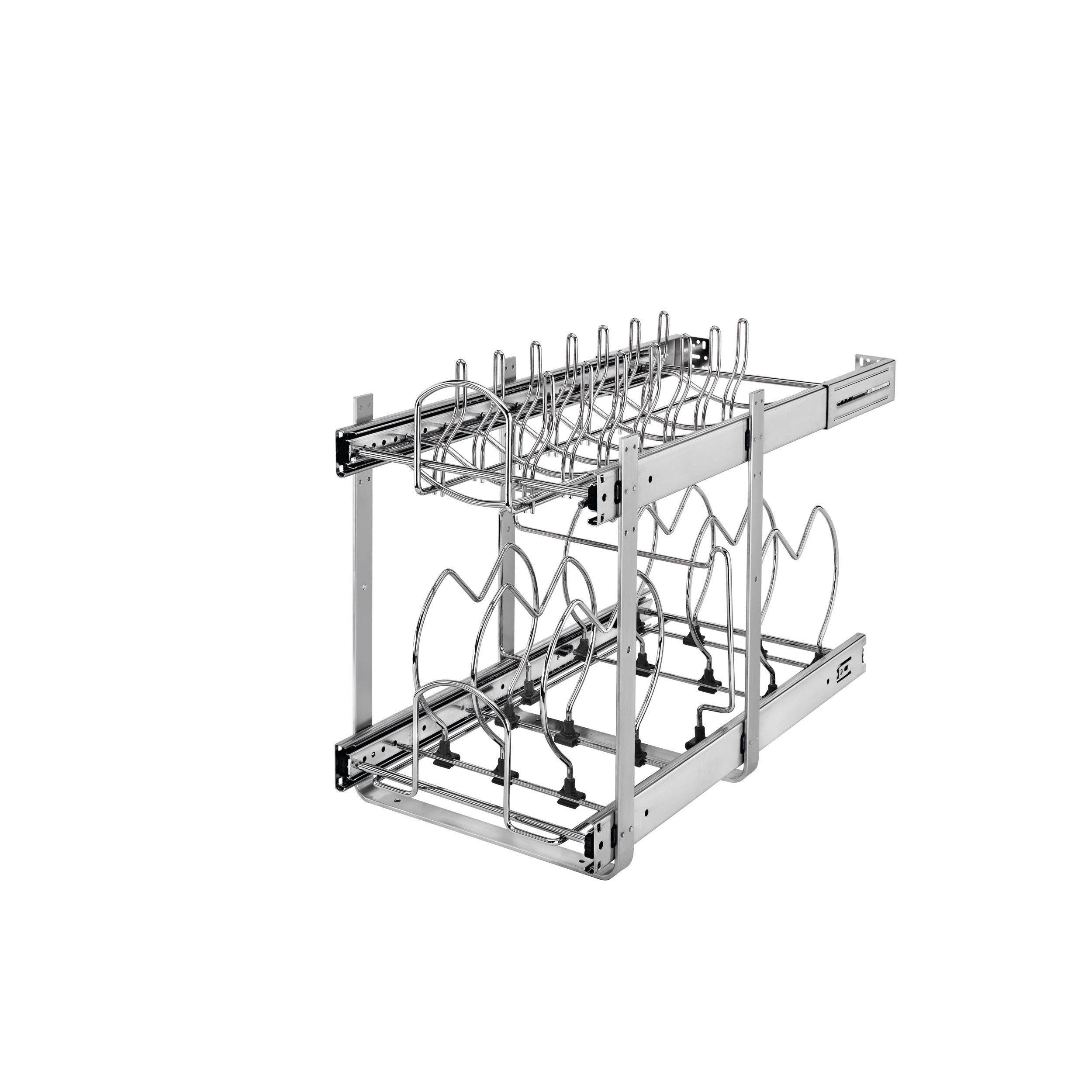 12 in Two-Tier Cookware Organizer Chrome  11.75 in (298 mm) W x 22 in (559 mm) D x 18 in (457 mm) H